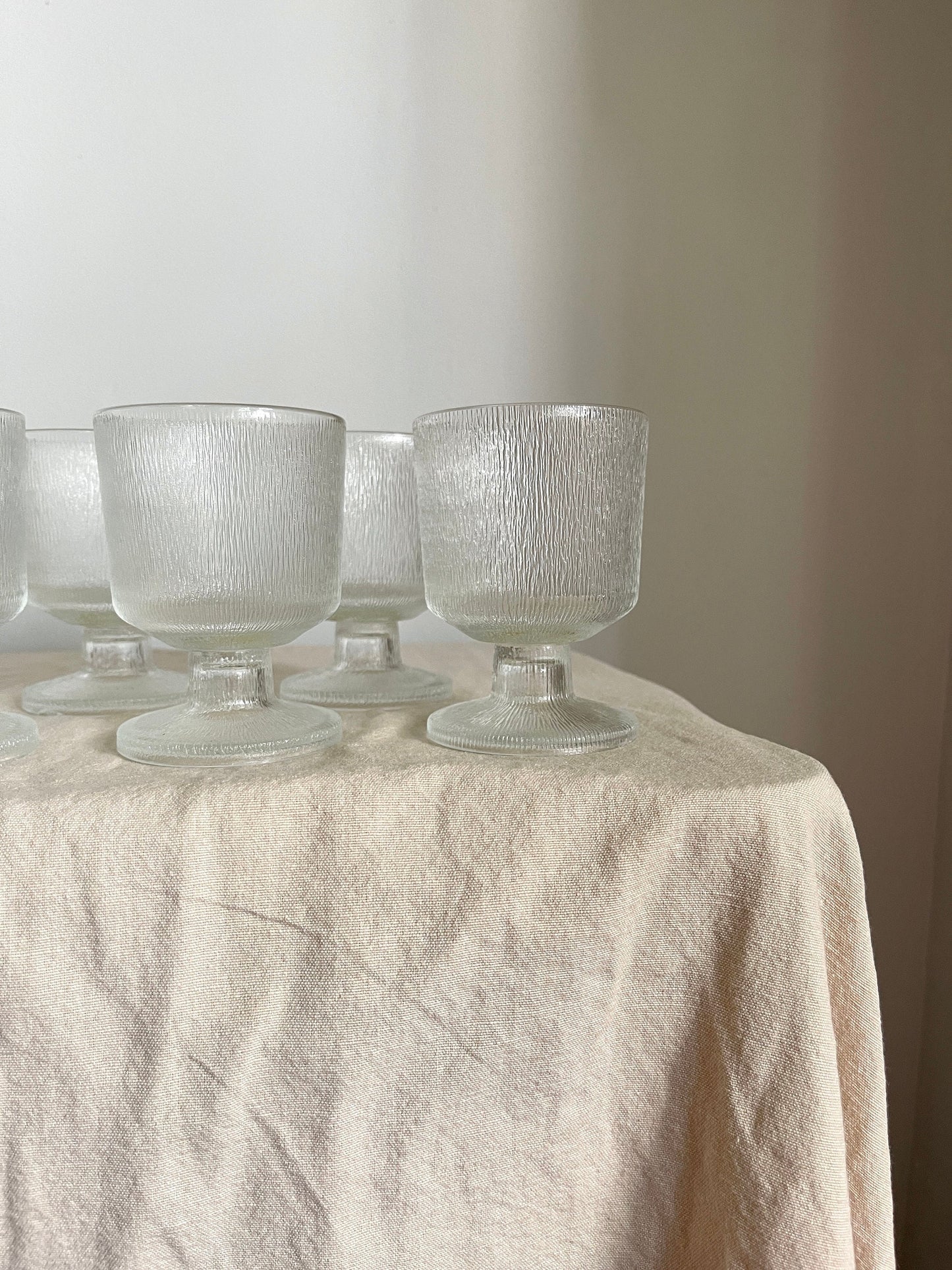 Vintage Small Ribbed Stemmed Glasses