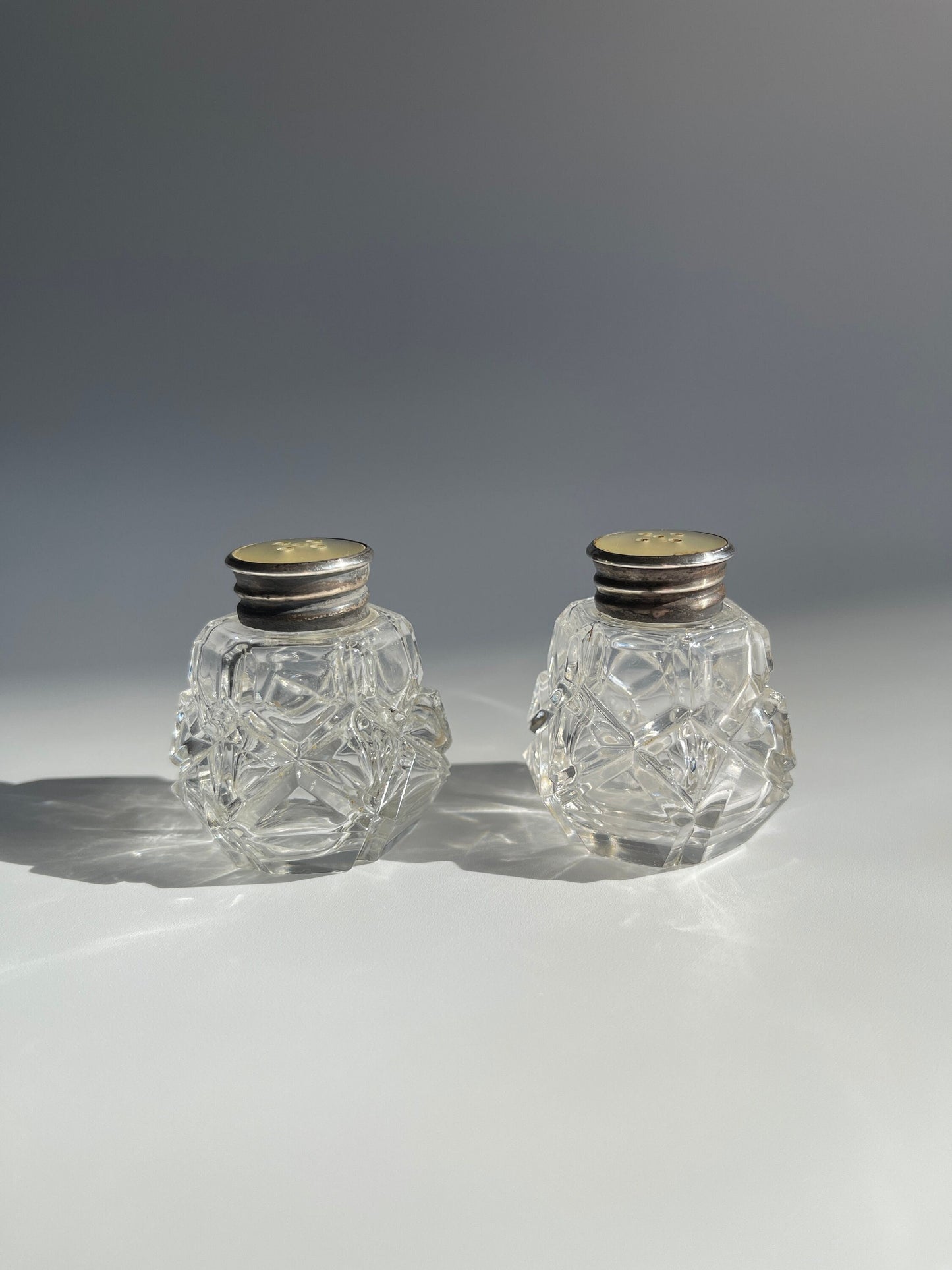 Vintage Crystal Salt and Pepper Shakers