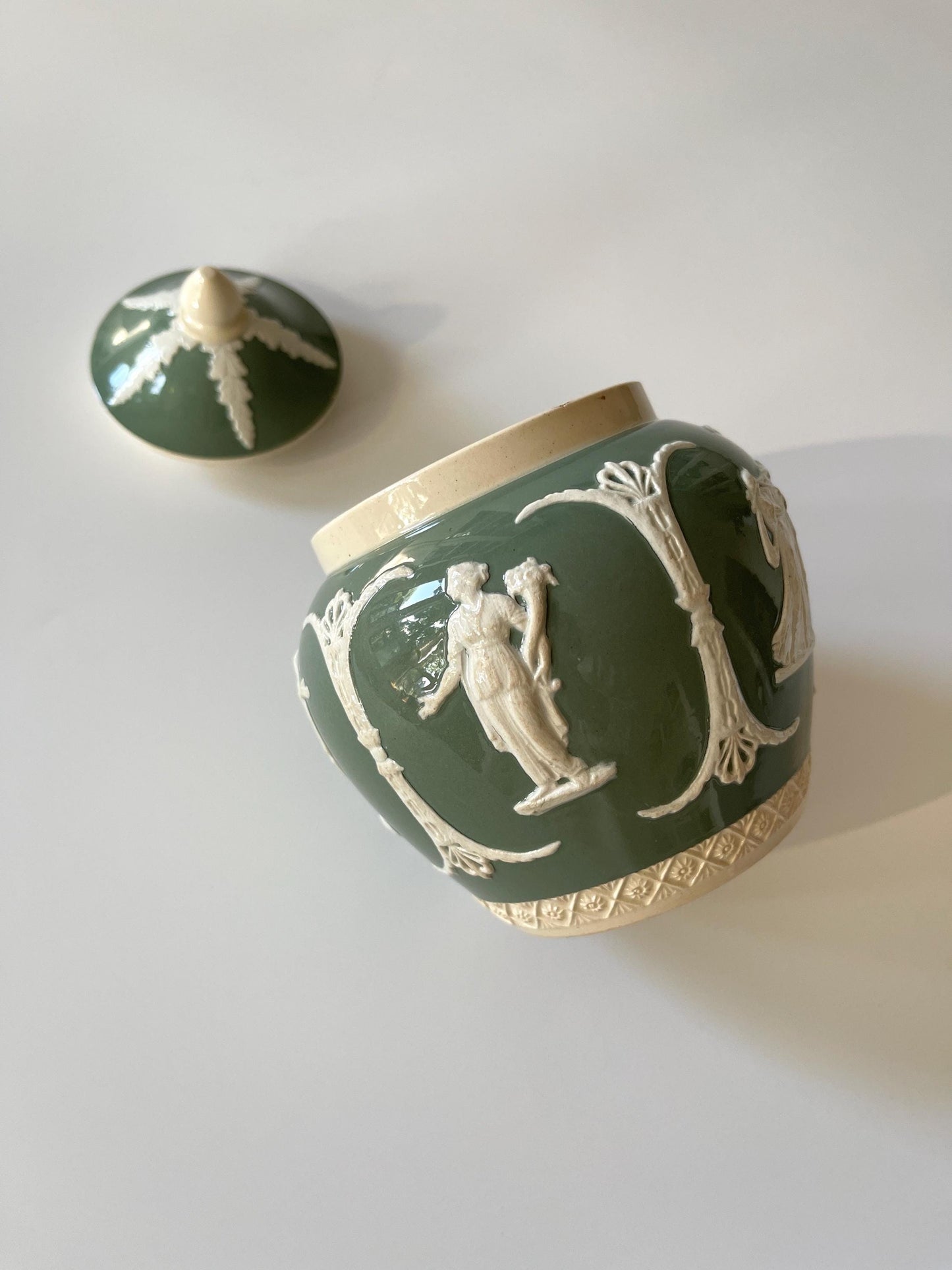 Adams Green Jasperware Jar