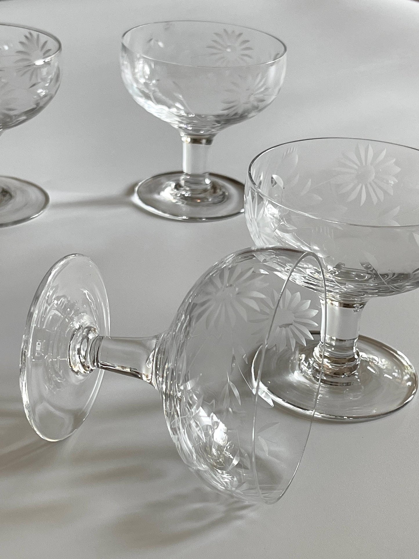 Cornflower Glass Champagne Coupes