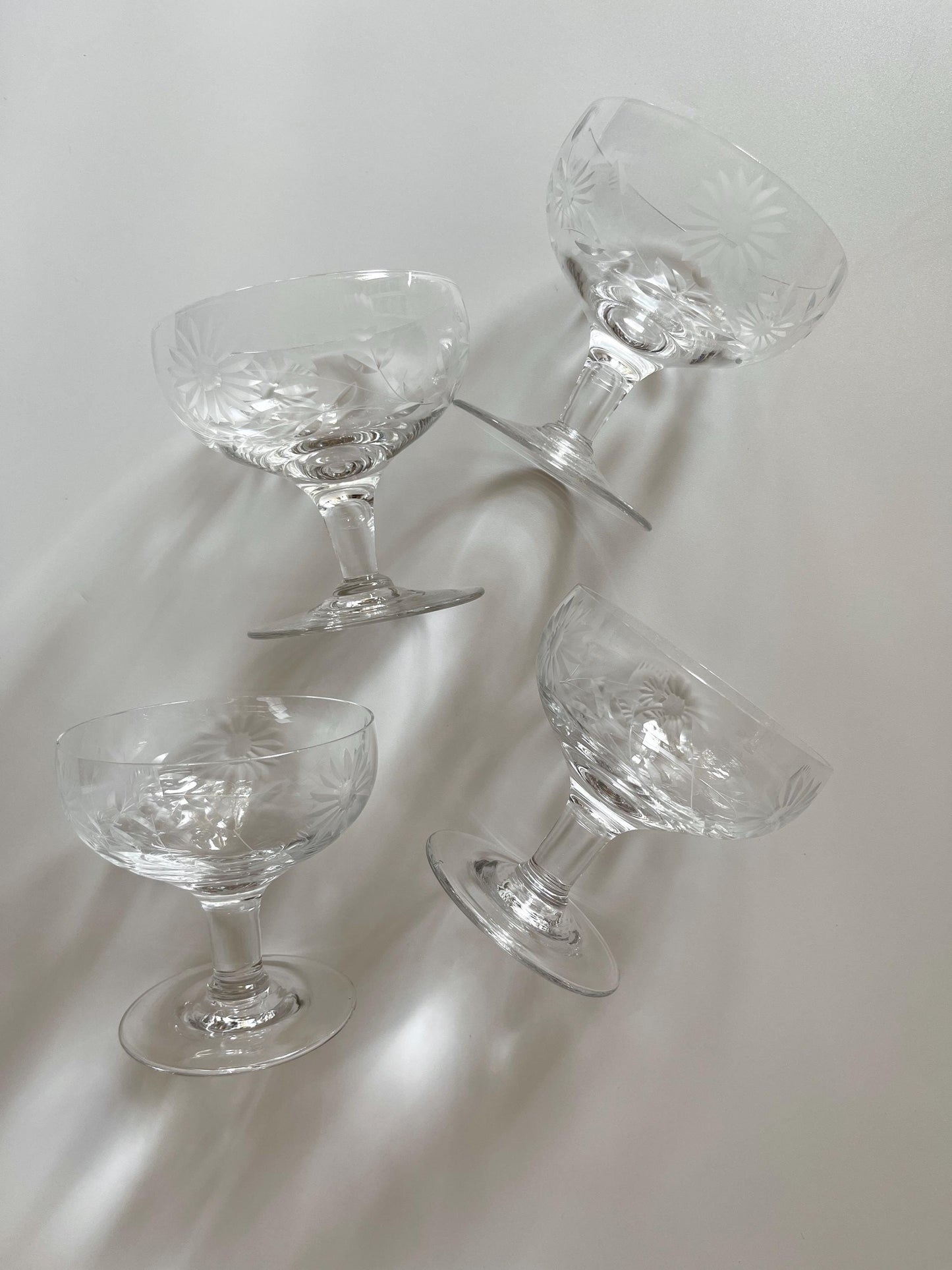 Cornflower Glass Champagne Coupes