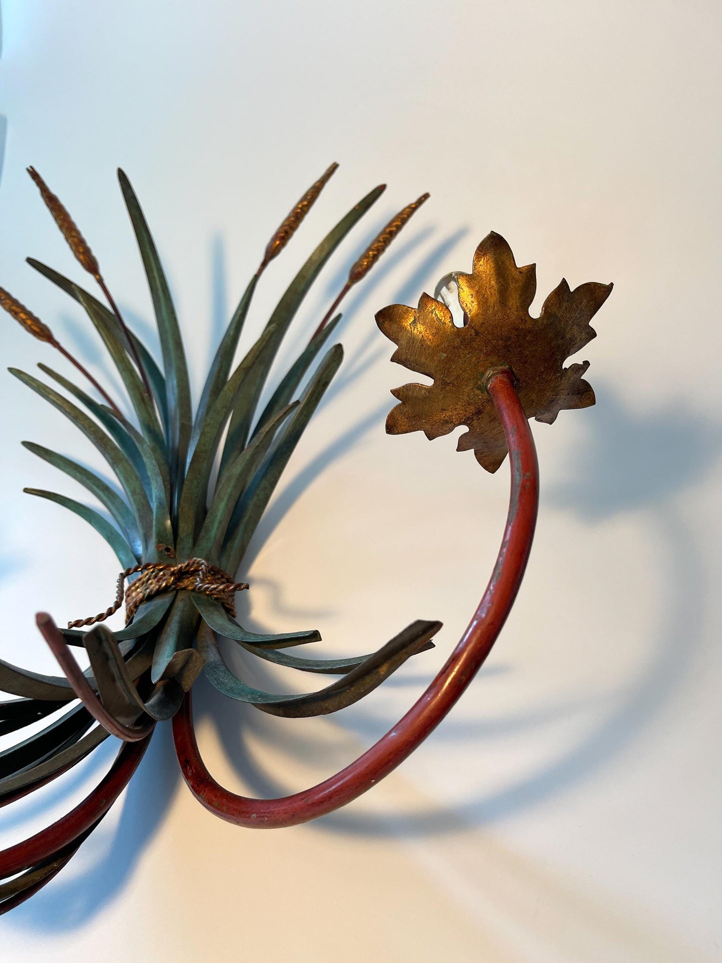 Pair of Large Wheat Sheaf Metal Sconces