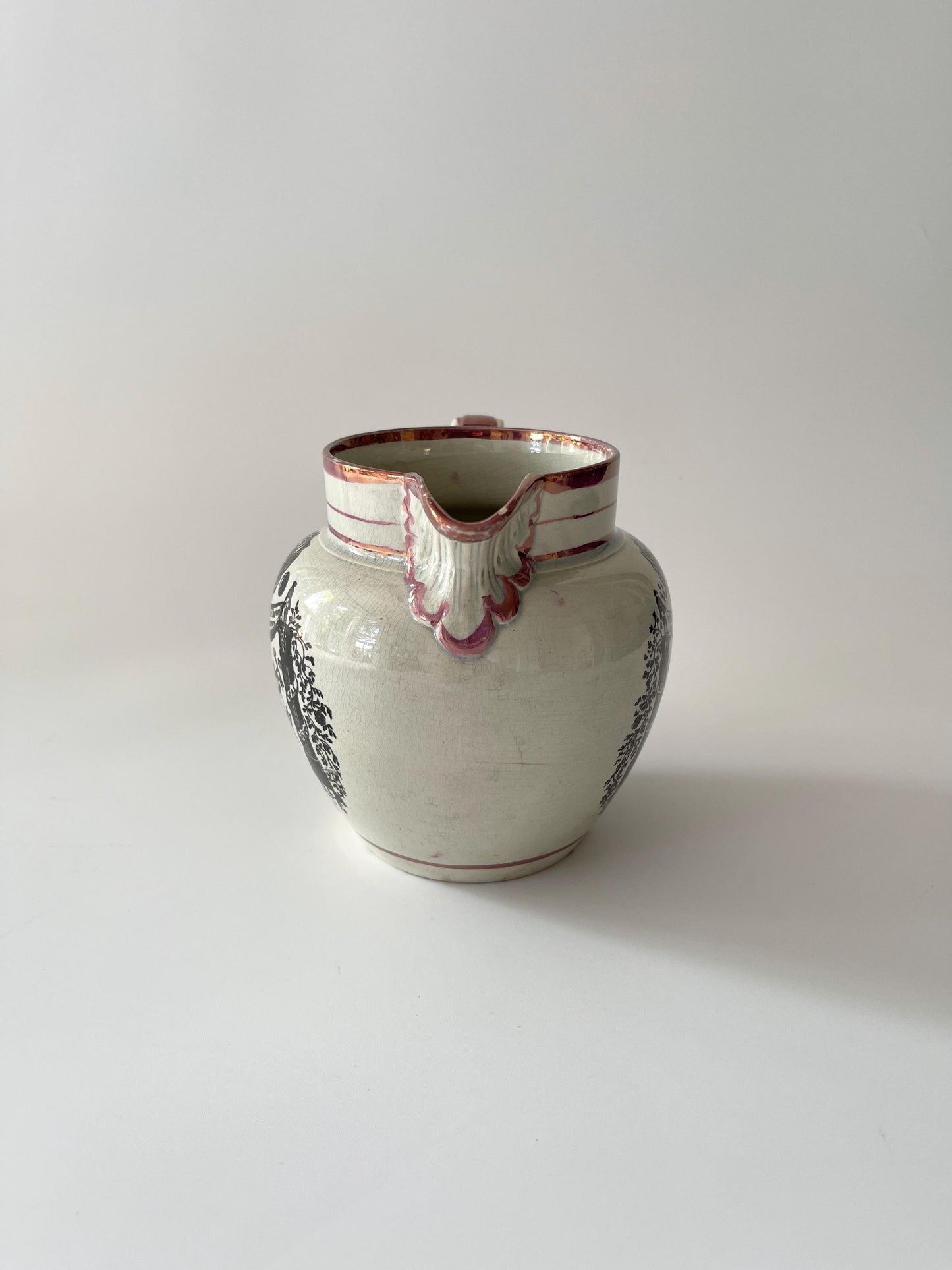 Antique Pink Lustre Masonic Jug