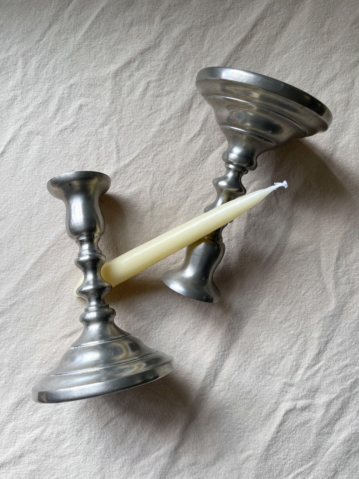 Vintage Pewter Candle Holders