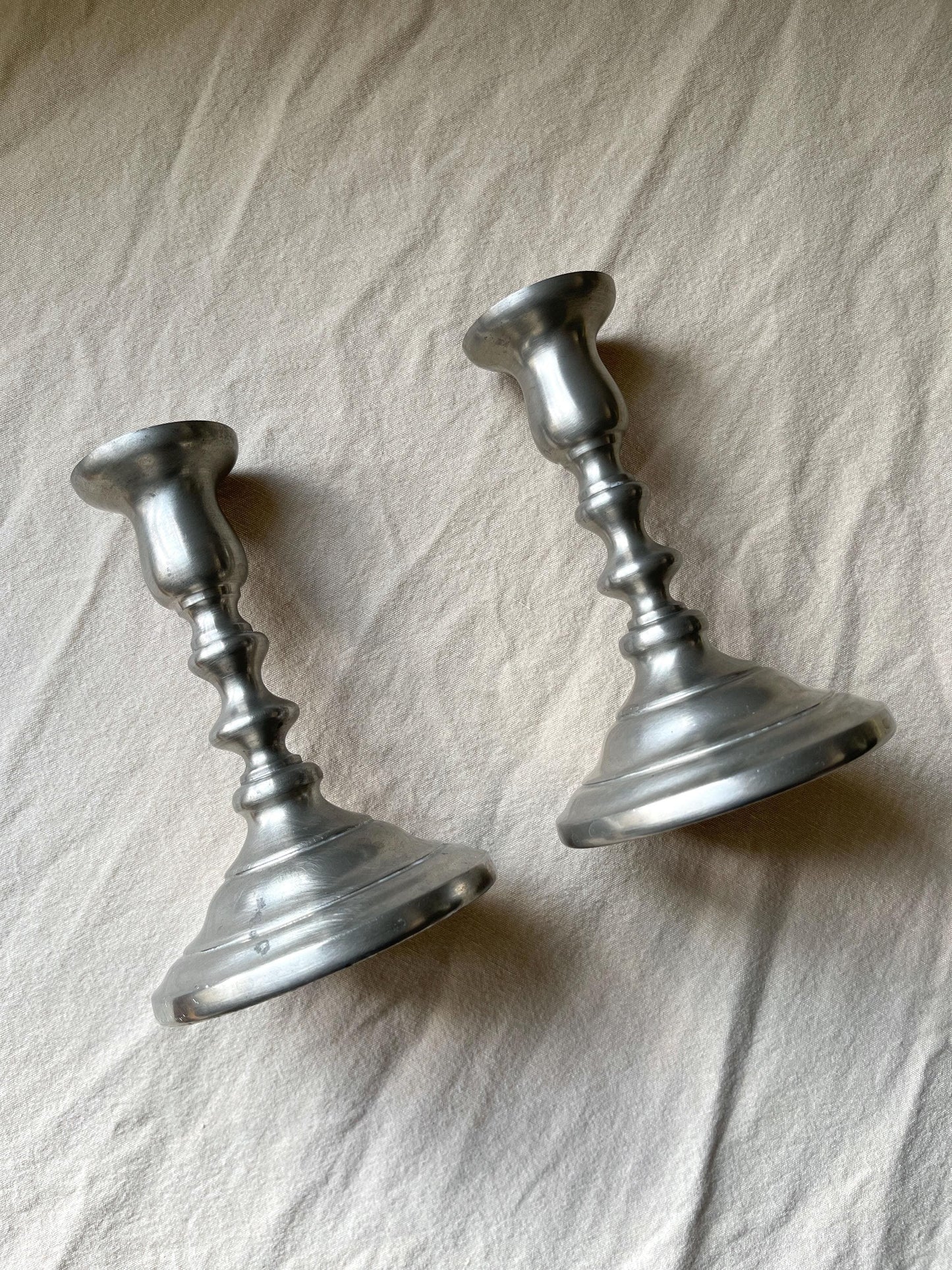 Vintage Pewter Candle Holders