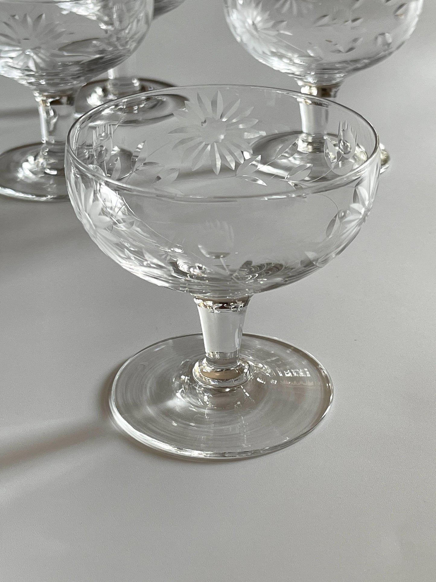 Cornflower Glass Champagne Coupes