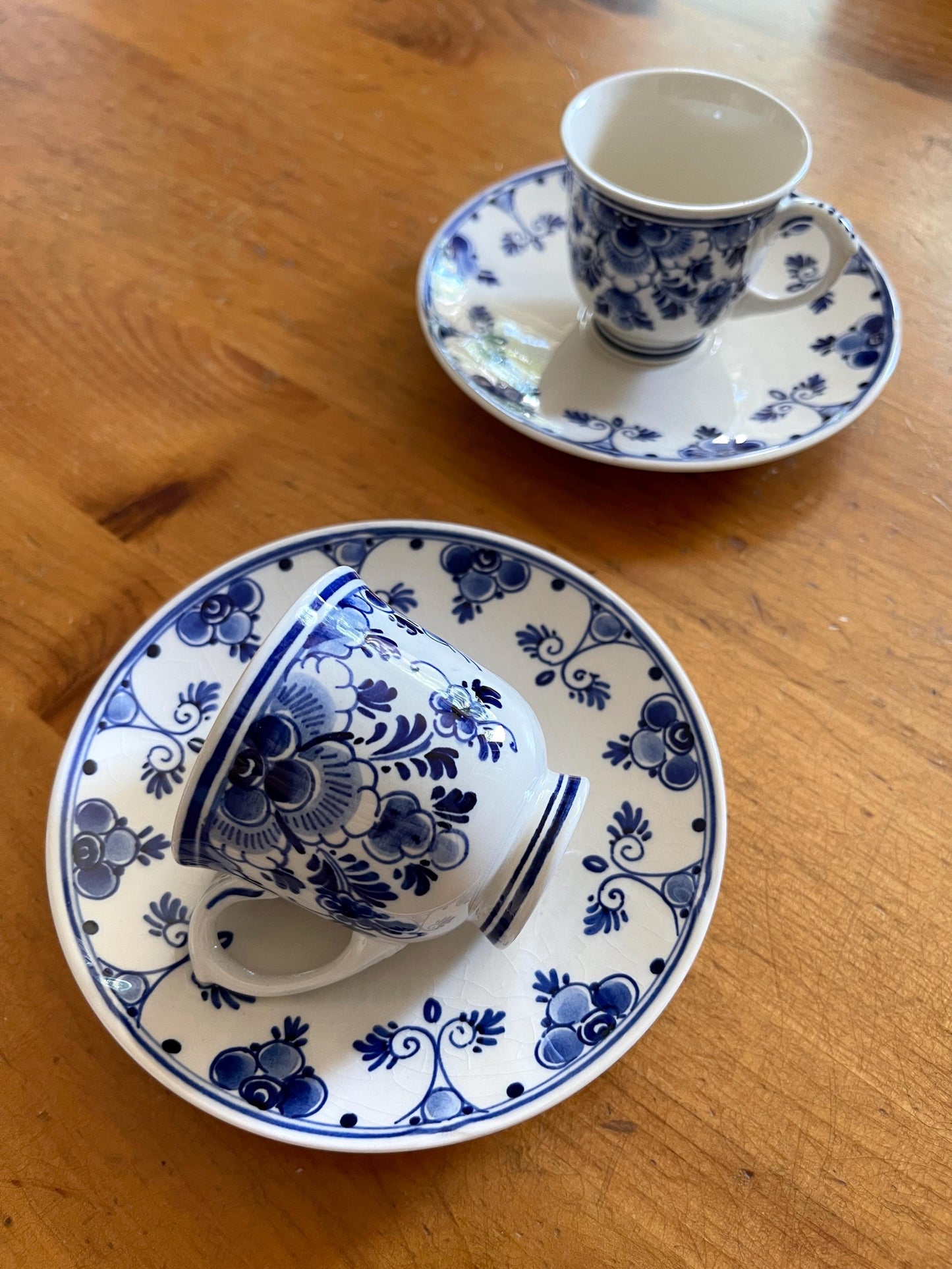 Vintage Delft Espresso Cups & Saucers