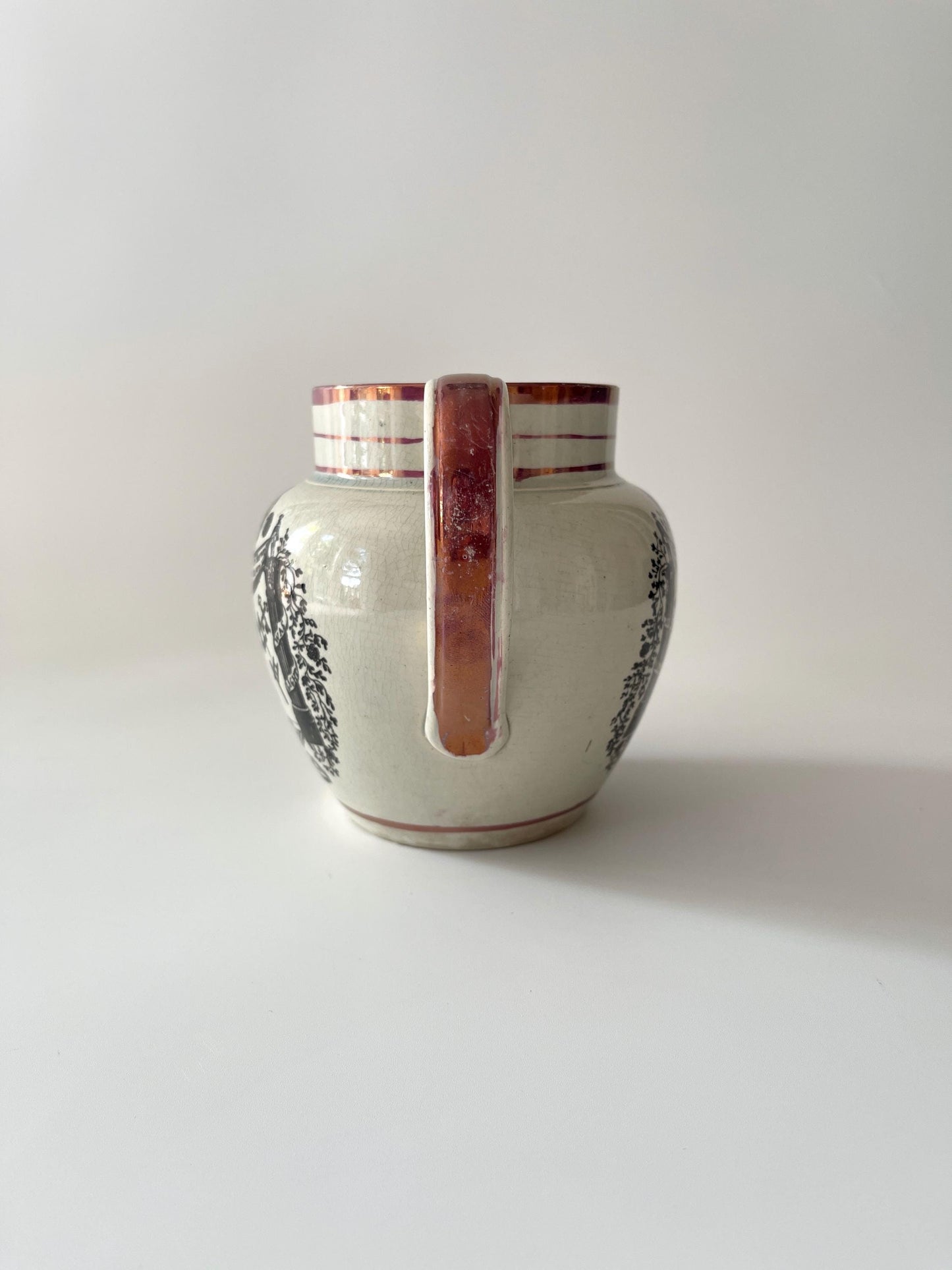 Antique Pink Lustre Masonic Jug