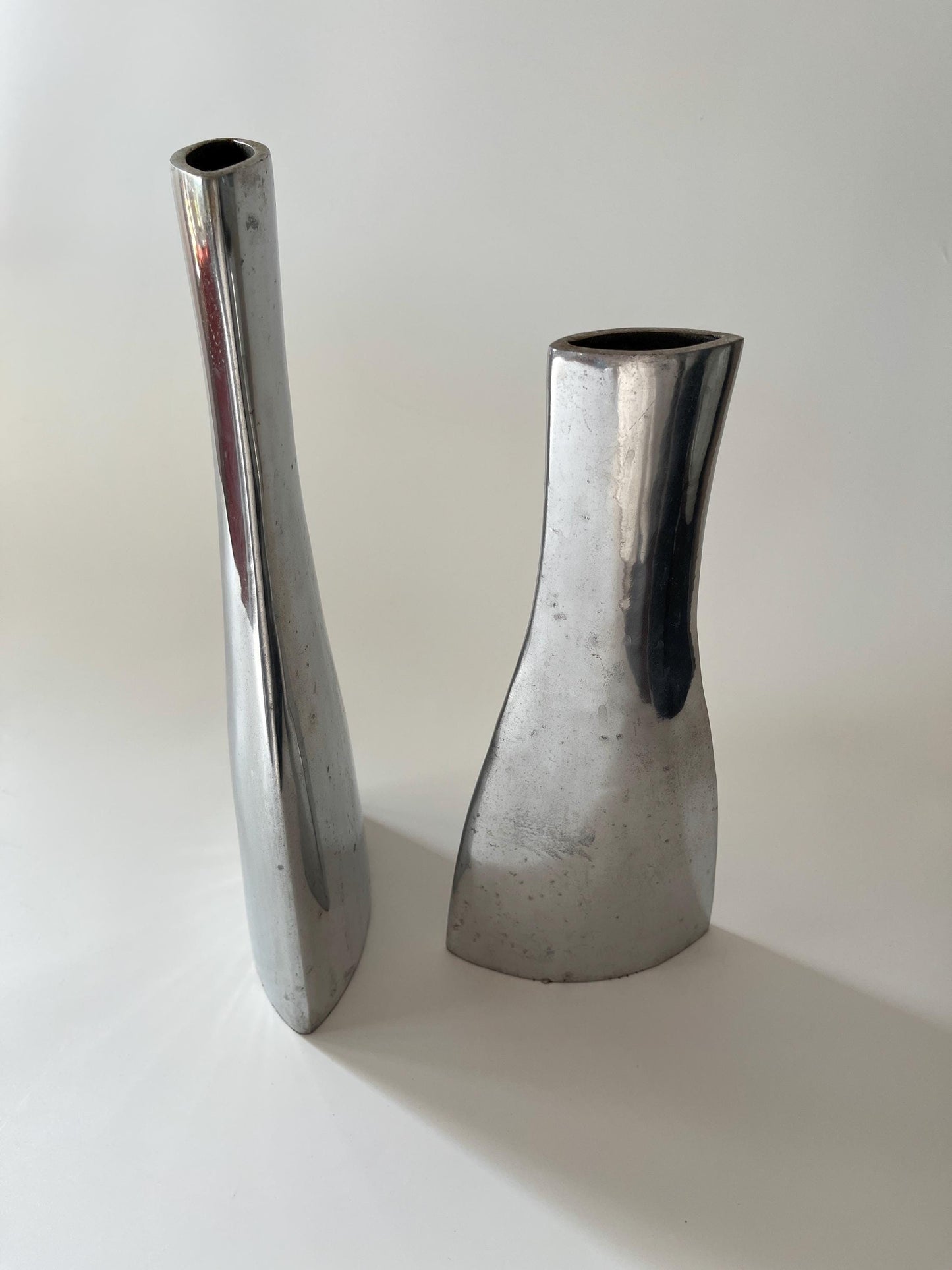 Vintage Sculptural Modern Metal Vases