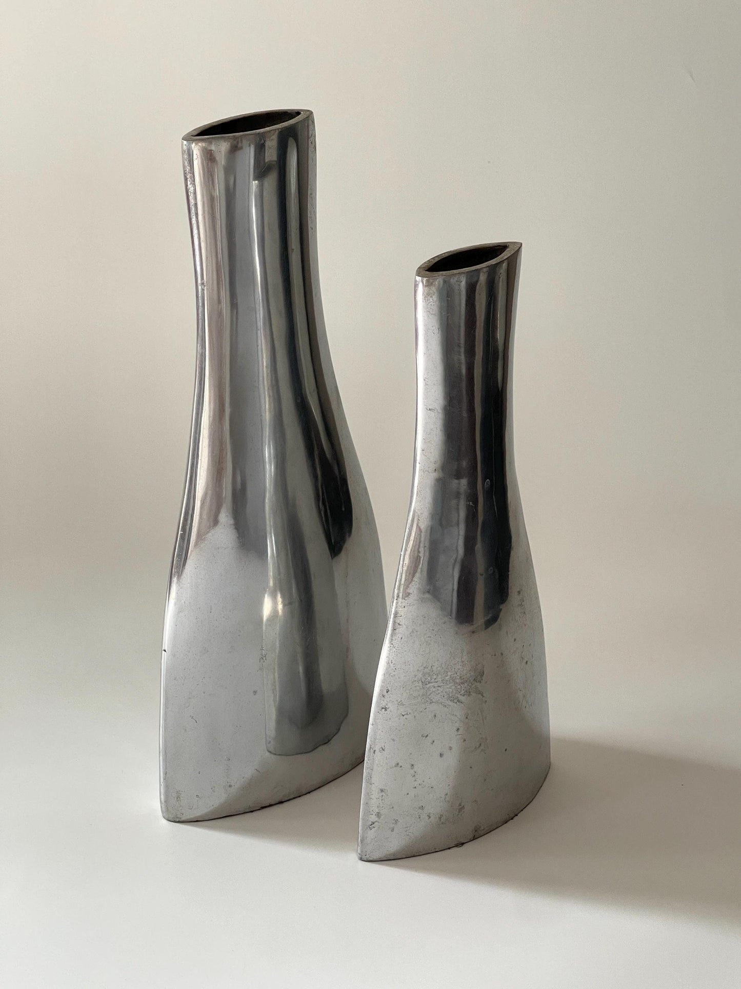 Vintage Sculptural Modern Metal Vases