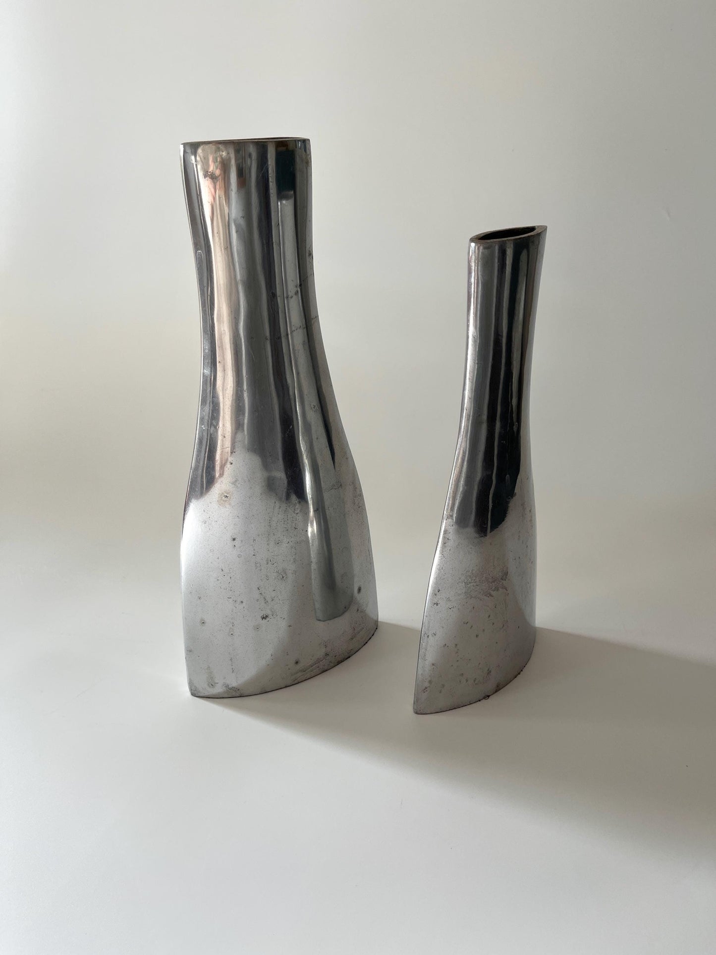 Vintage Sculptural Modern Metal Vases