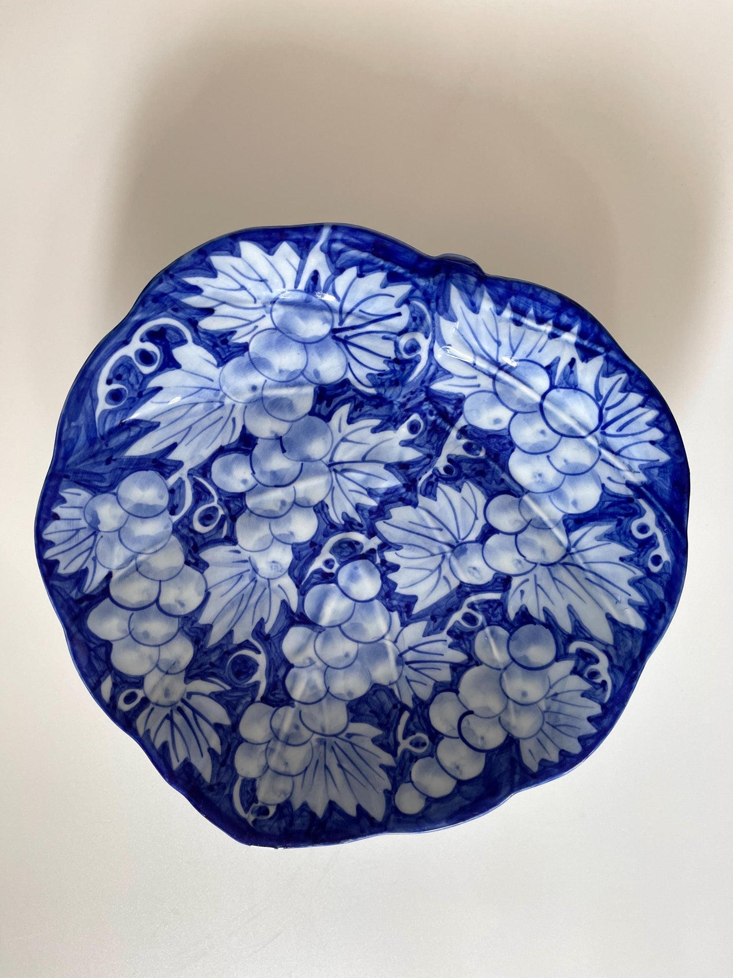 Vintage Italian Blue Grape Leaf Plate