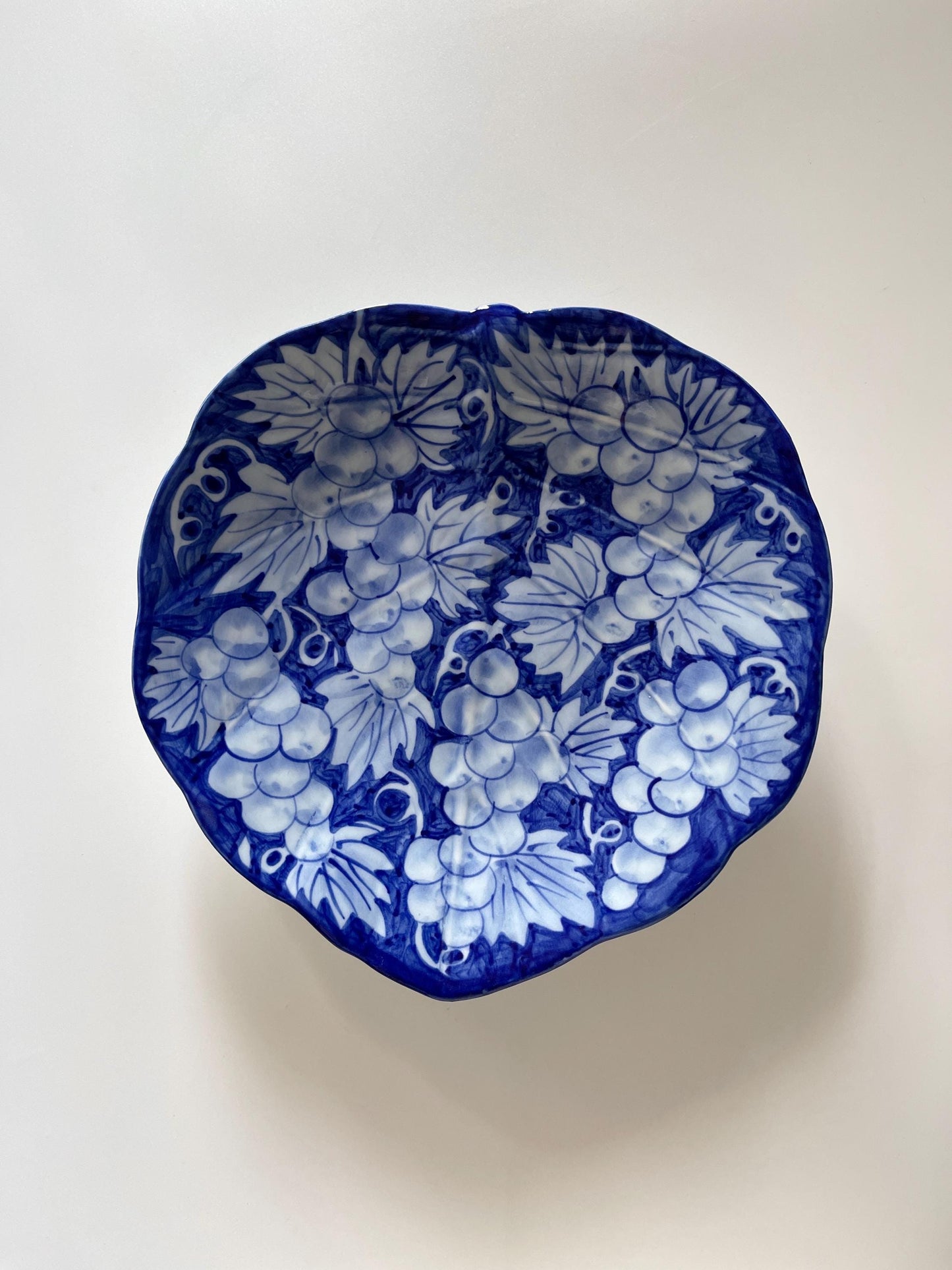 Vintage Italian Blue Grape Leaf Plate