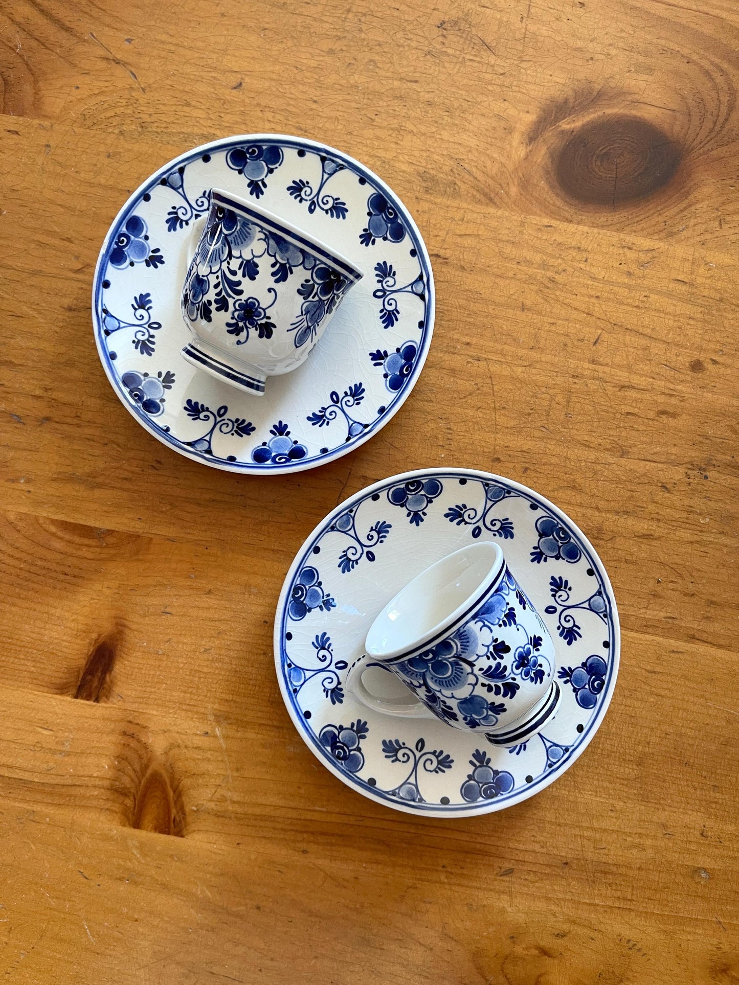 Vintage Delft Espresso Cups & Saucers