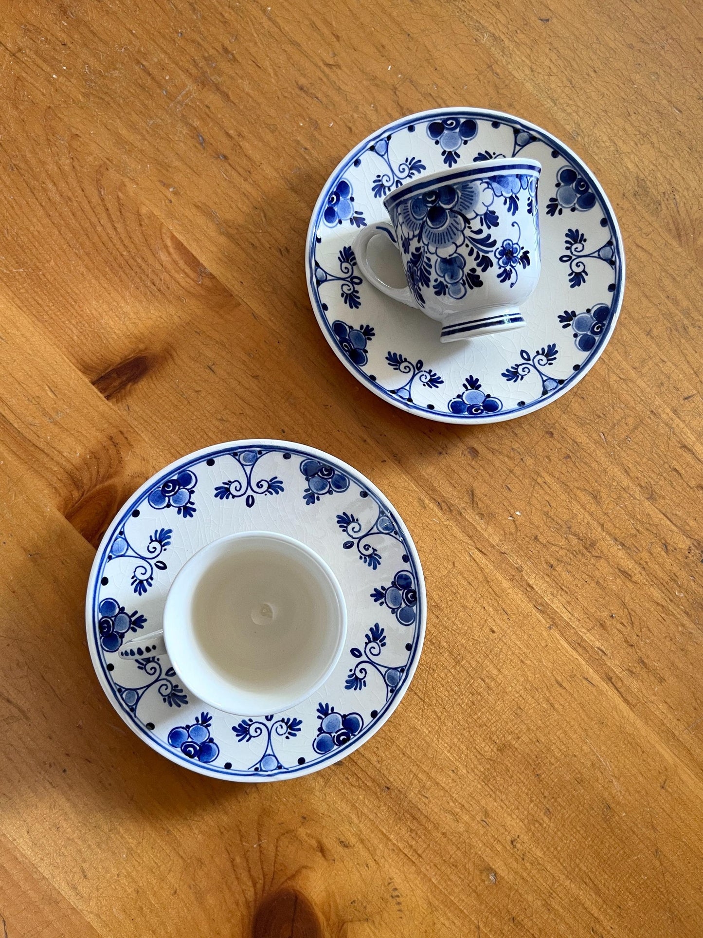 Vintage Delft Espresso Cups & Saucers