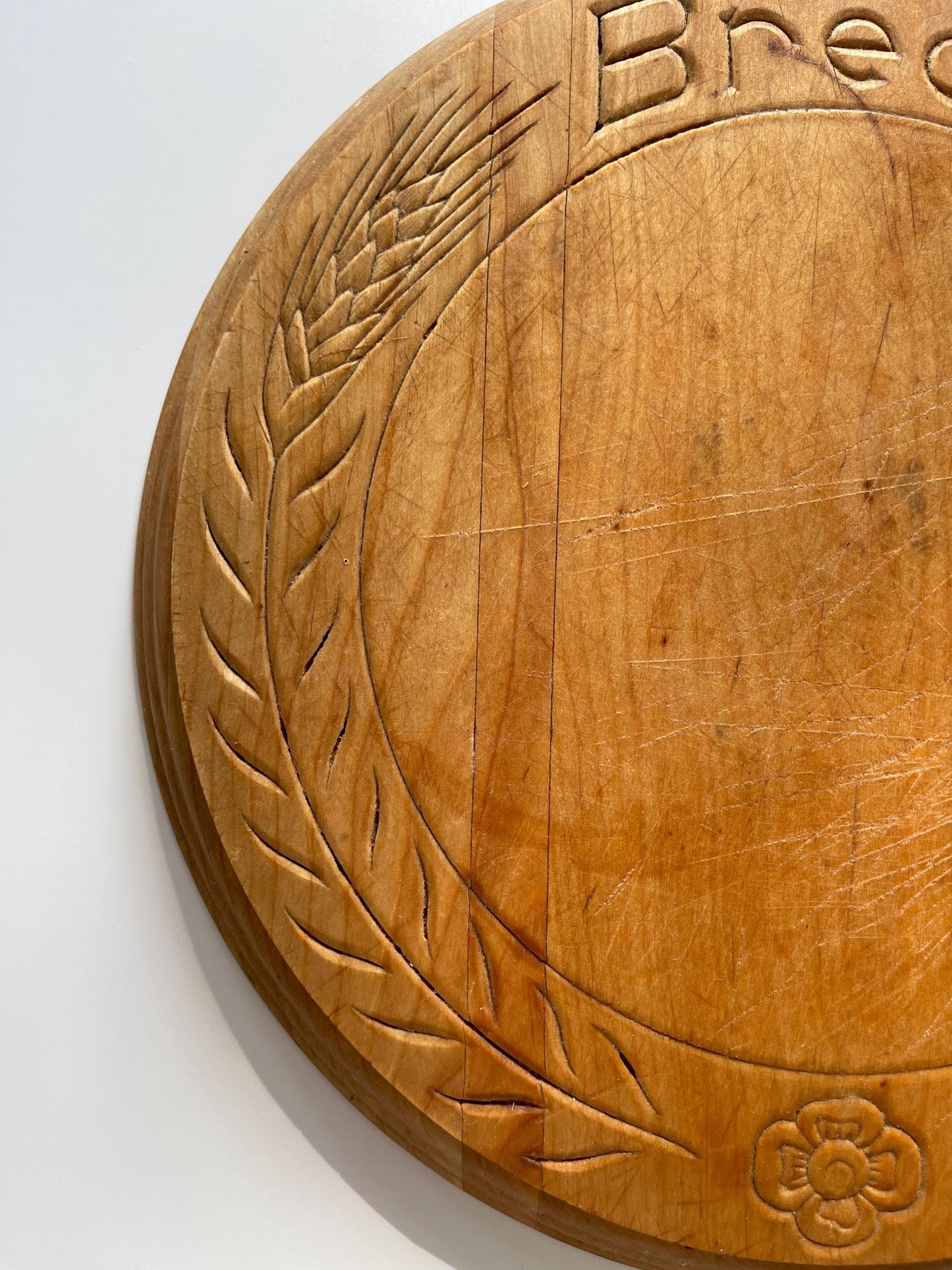 Vintage Carved Wood Bread Board