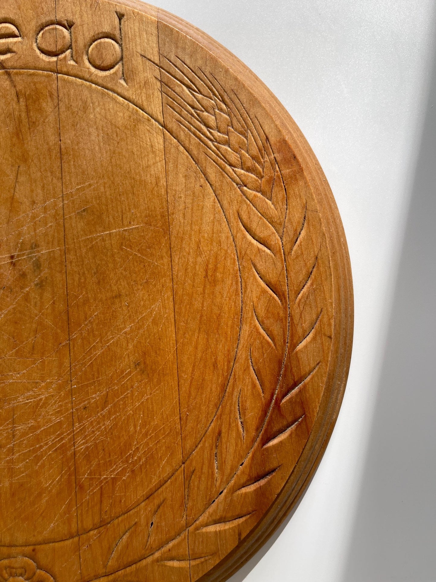 Vintage Carved Wood Bread Board