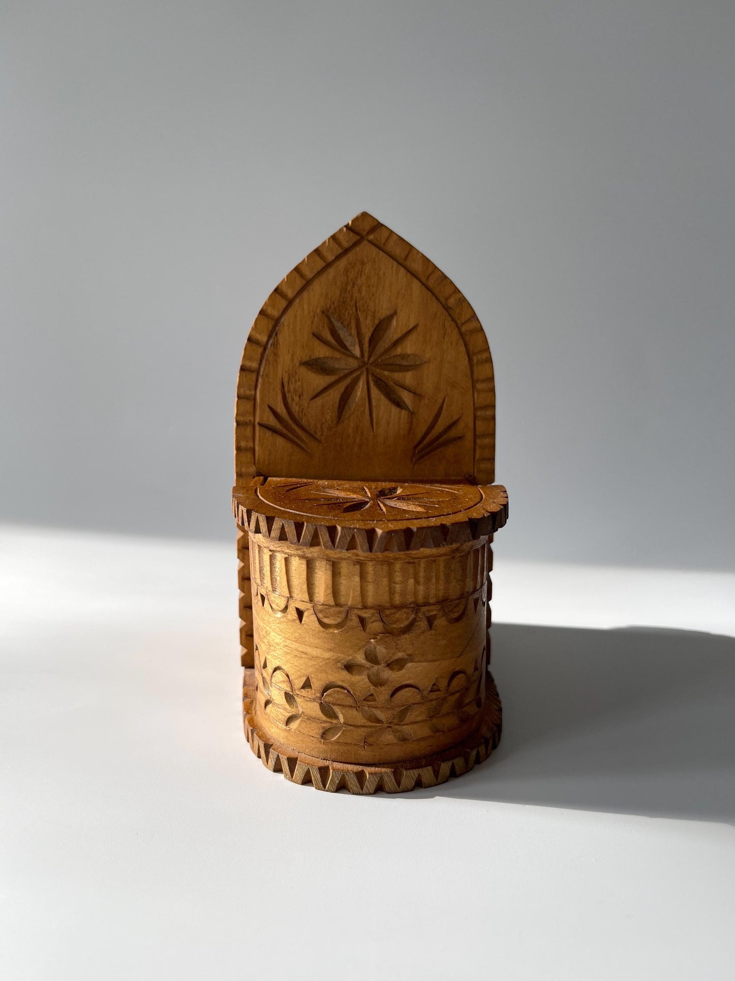 Vintage Hand Carved Double Salt Box