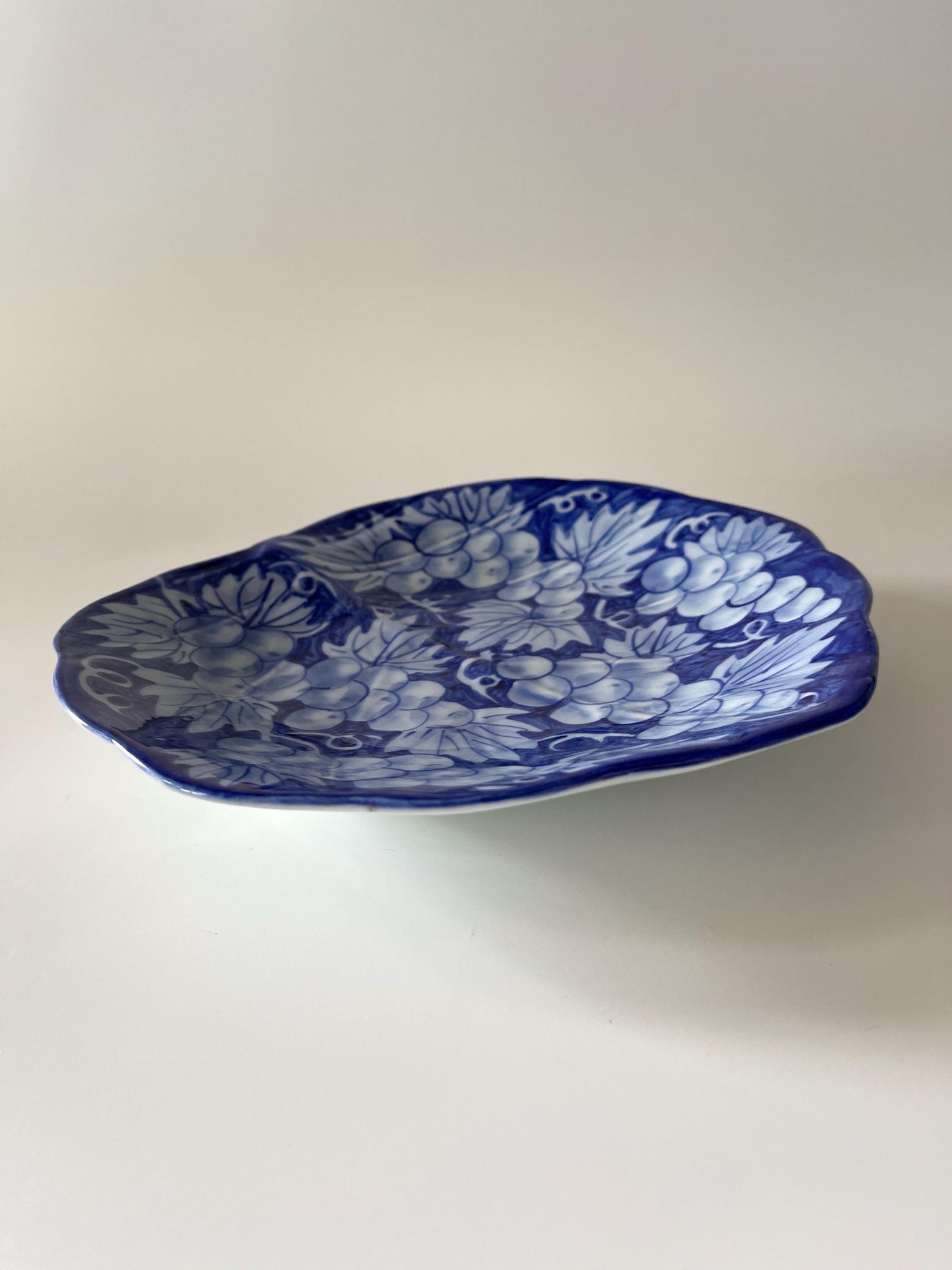 Vintage Italian Blue Grape Leaf Plate