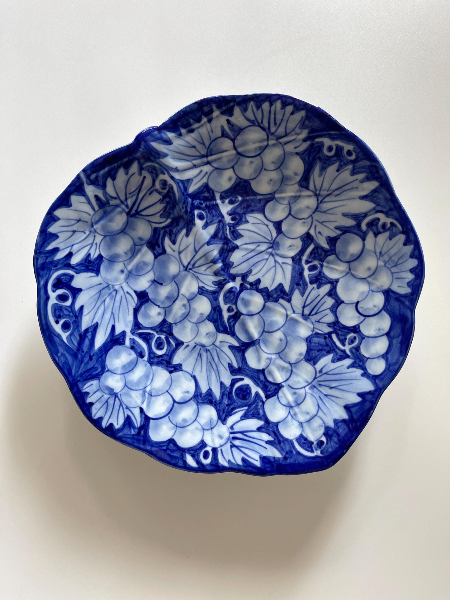 Vintage Italian Blue Grape Leaf Plate