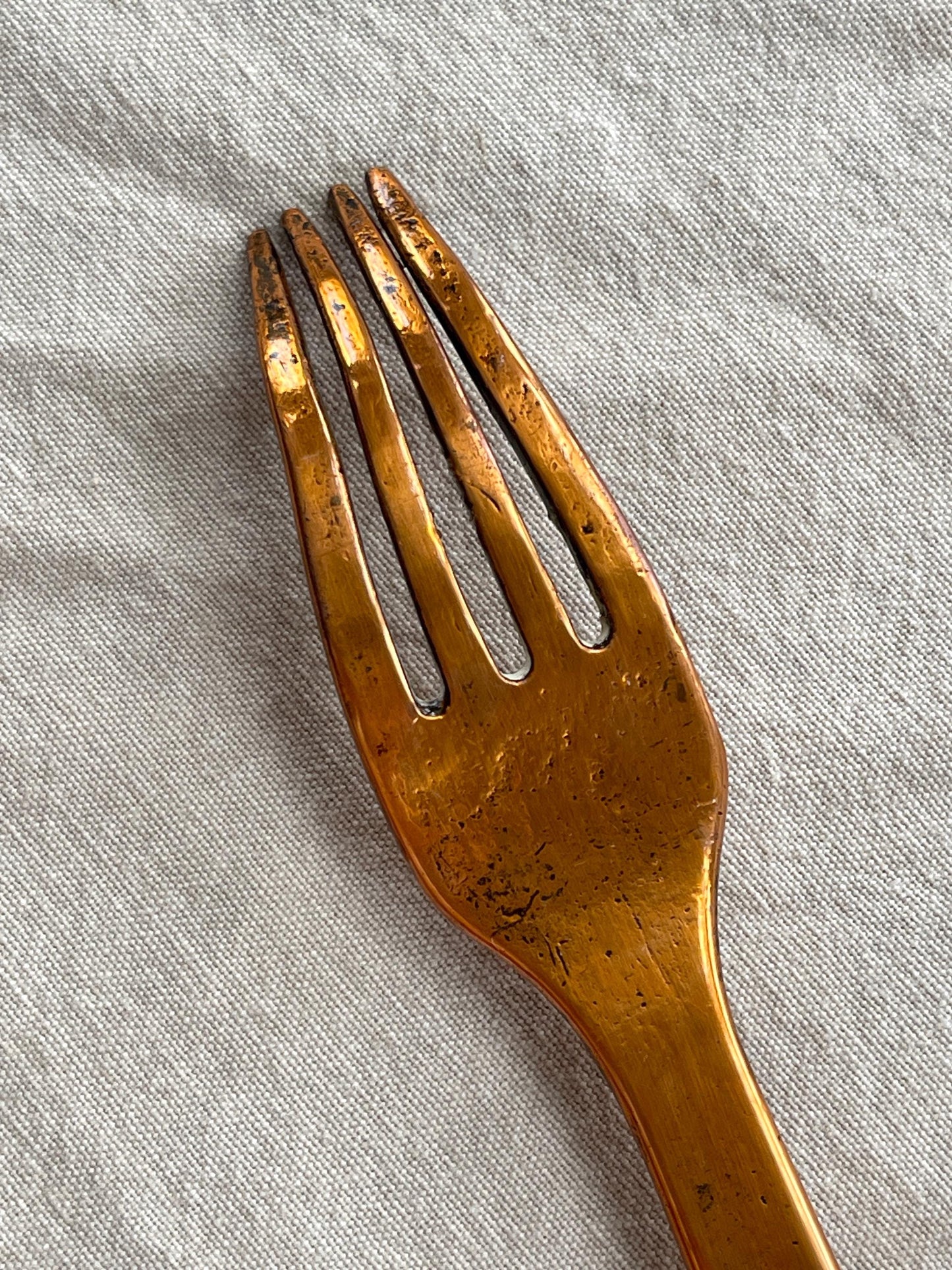 Antique French Double-Ended Copper Spoon Fork