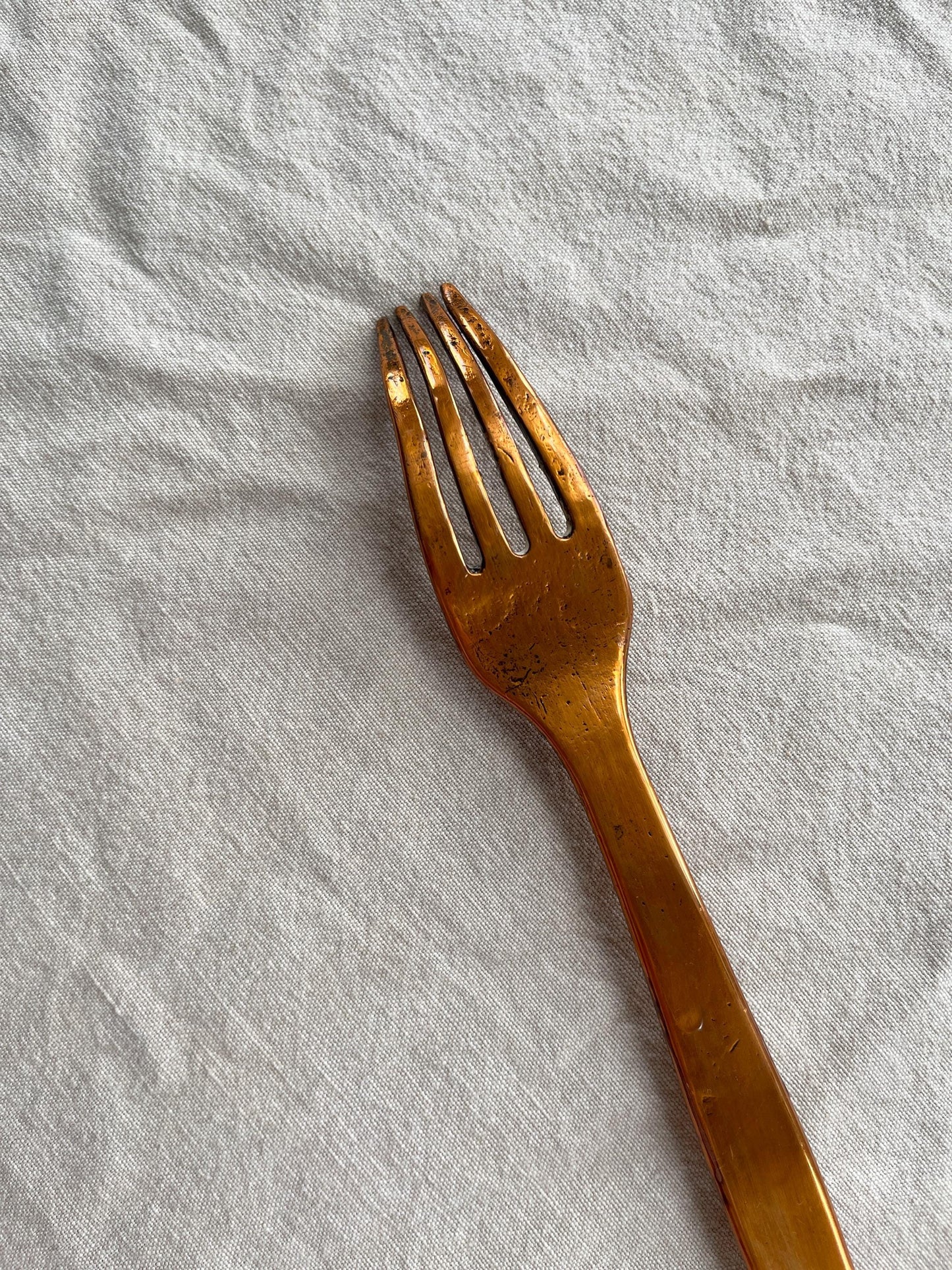 Antique French Double-Ended Copper Spoon Fork