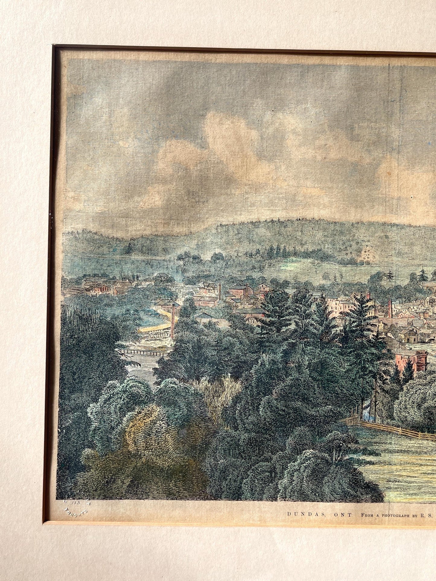 Antique Hamilton Ontario Coloured Engraving