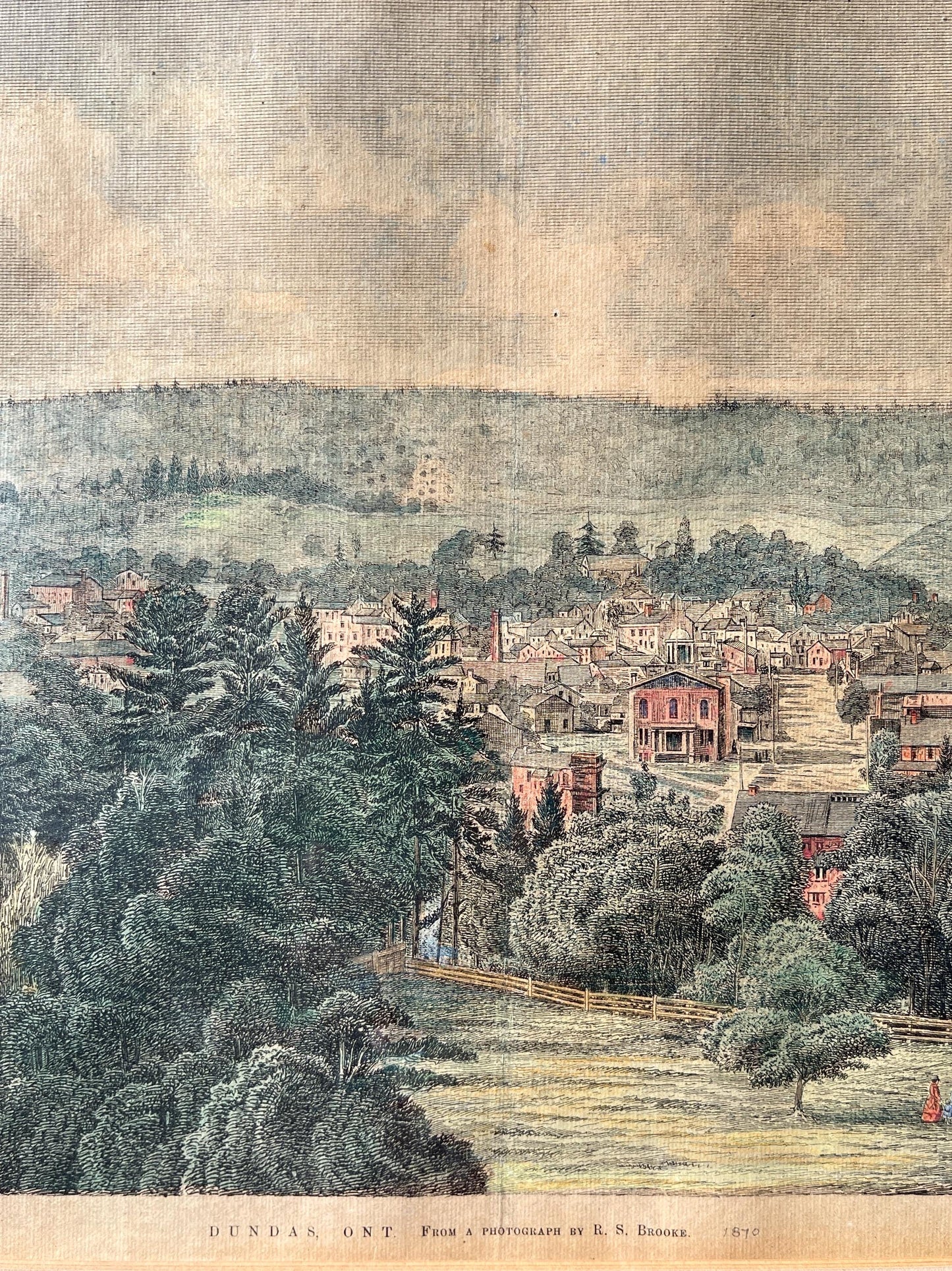 Antique Hamilton Ontario Coloured Engraving