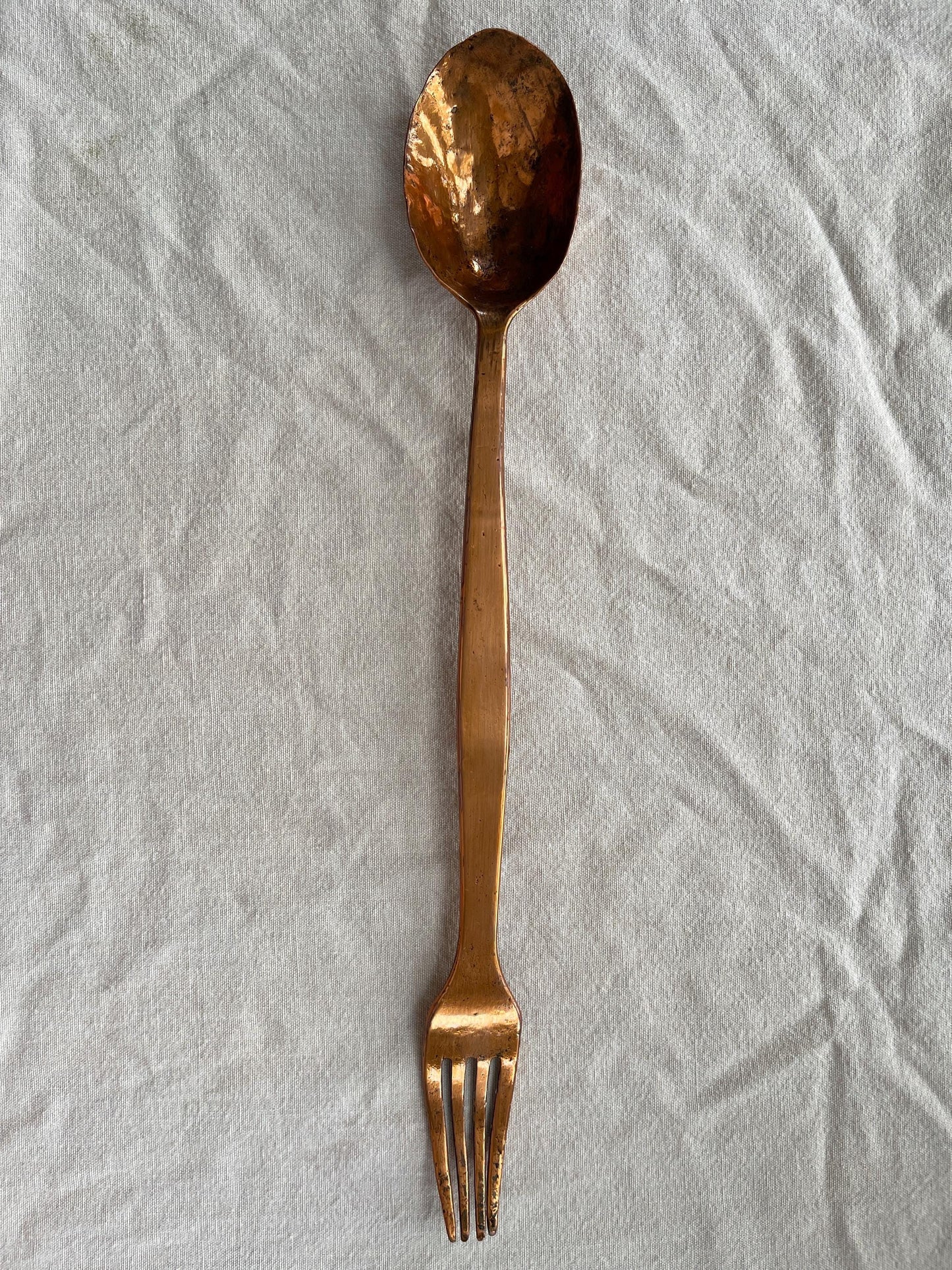 Antique French Double-Ended Copper Spoon Fork