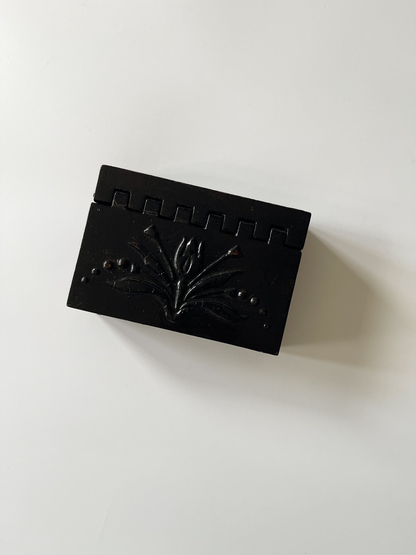 Antique Italian Hinged Wood Trinket Box