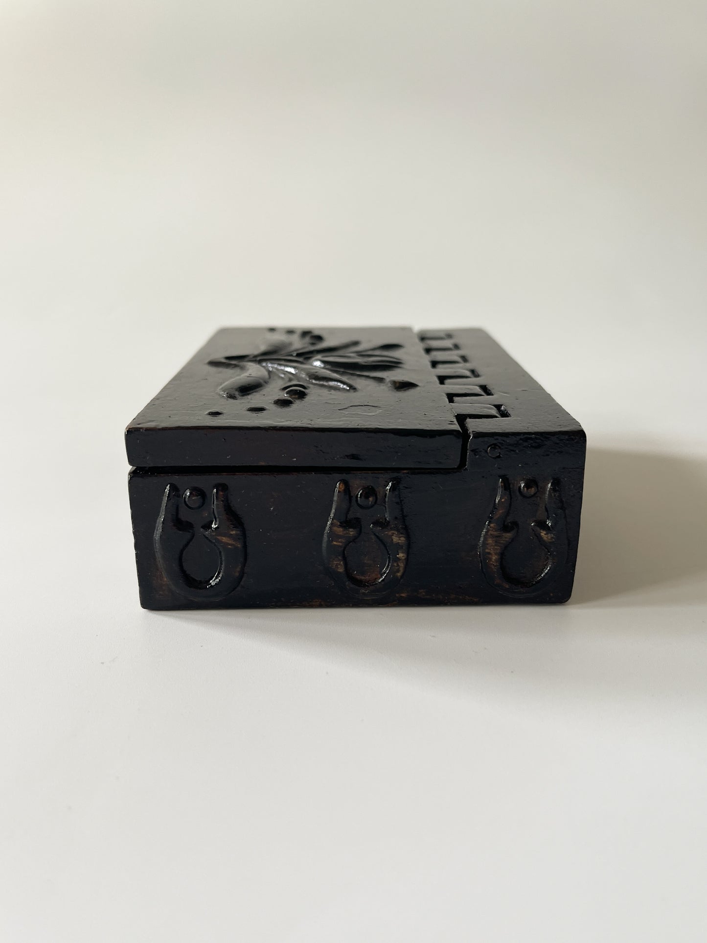 Antique Italian Hinged Wood Trinket Box