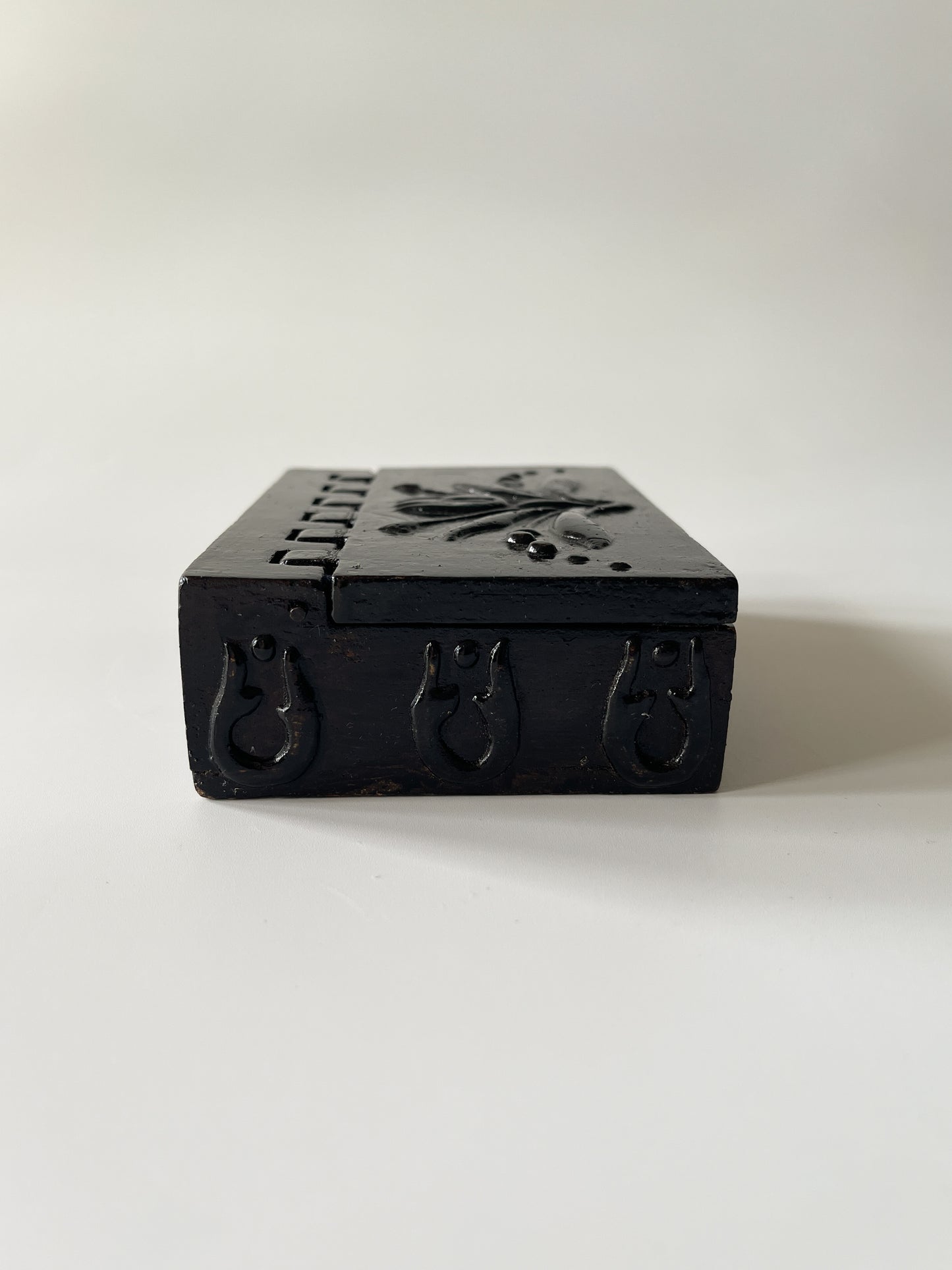 Antique Italian Hinged Wood Trinket Box