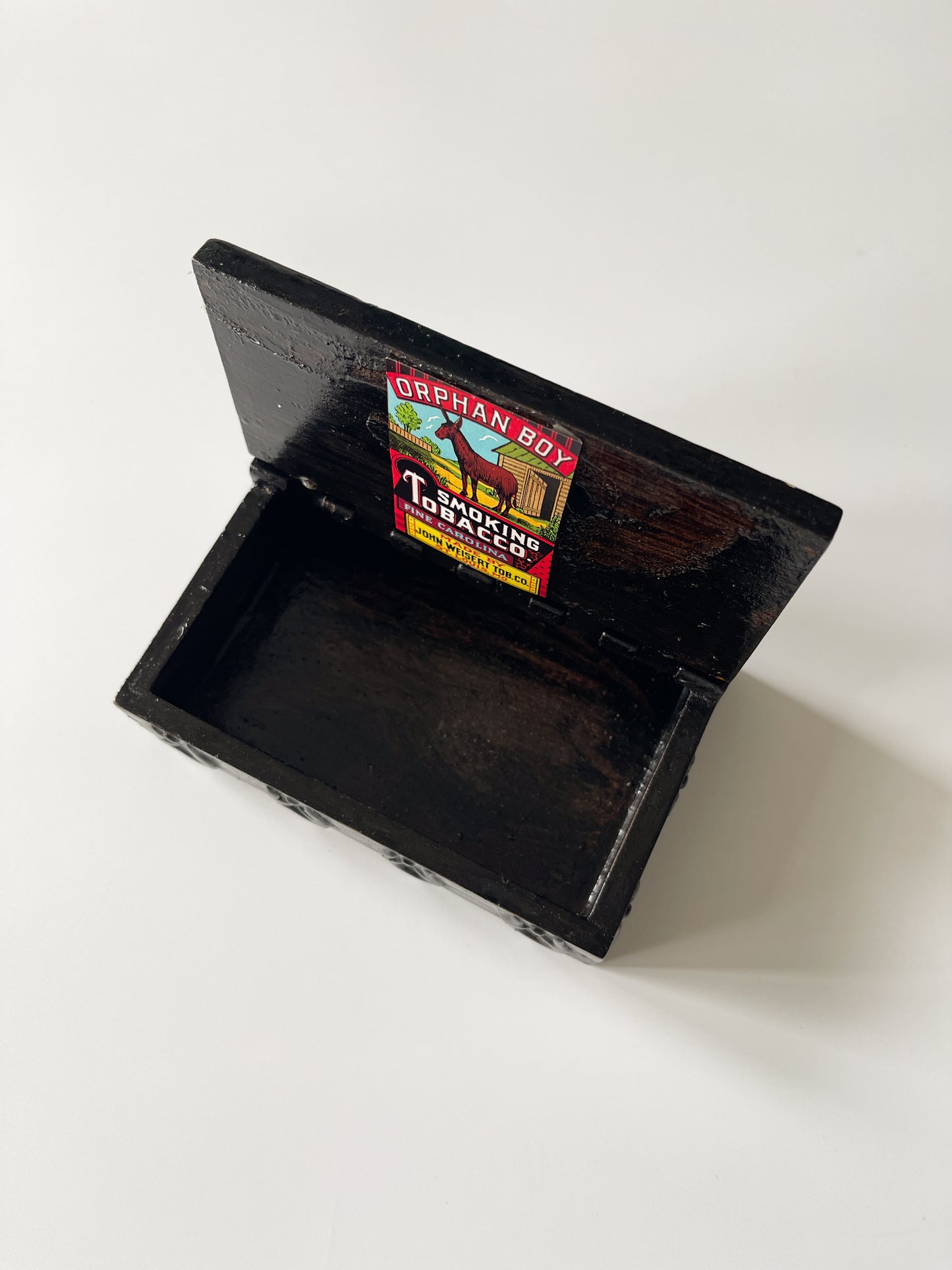 Antique Italian Hinged Wood Trinket Box