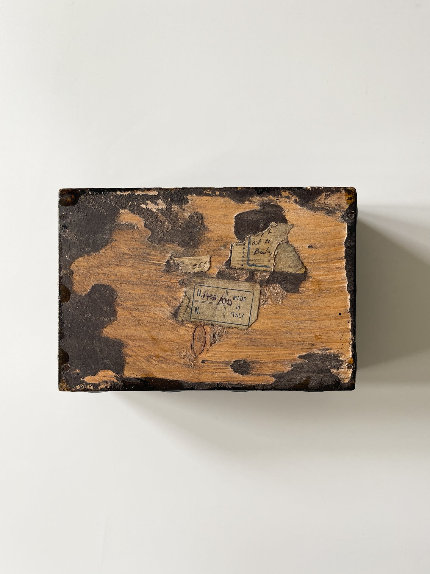 Antique Italian Hinged Wood Trinket Box