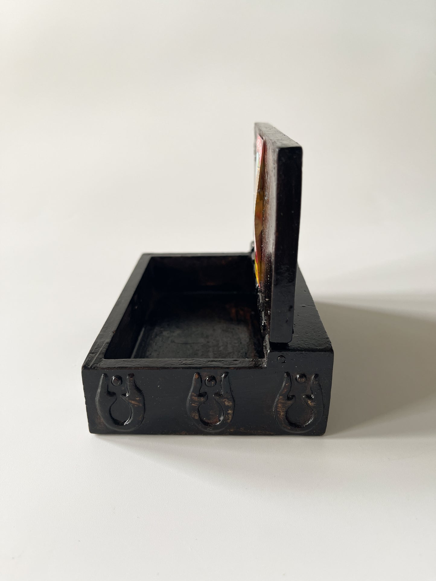 Antique Italian Hinged Wood Trinket Box