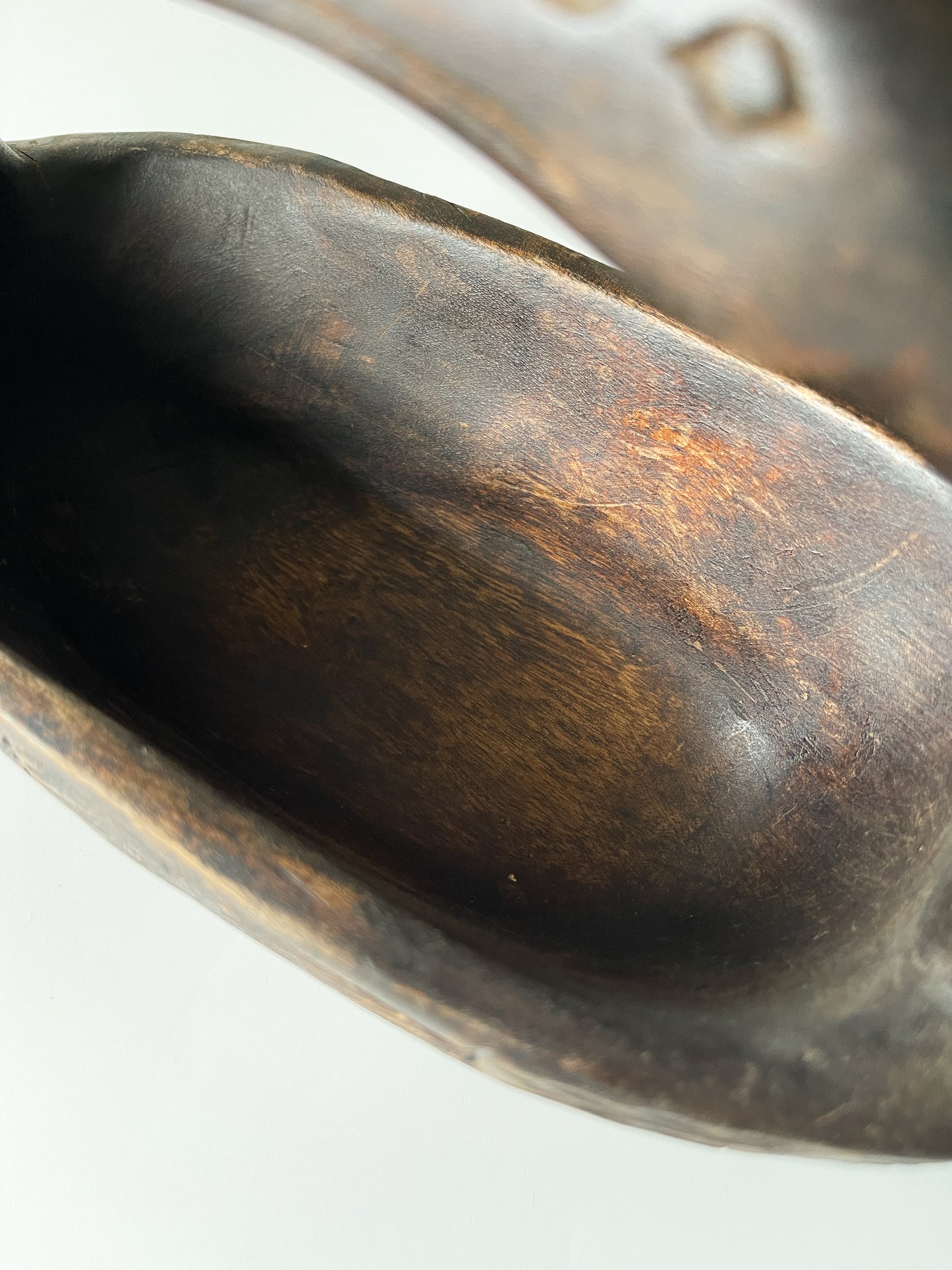 Vintage Folk Art Carved Wood Swan Basket