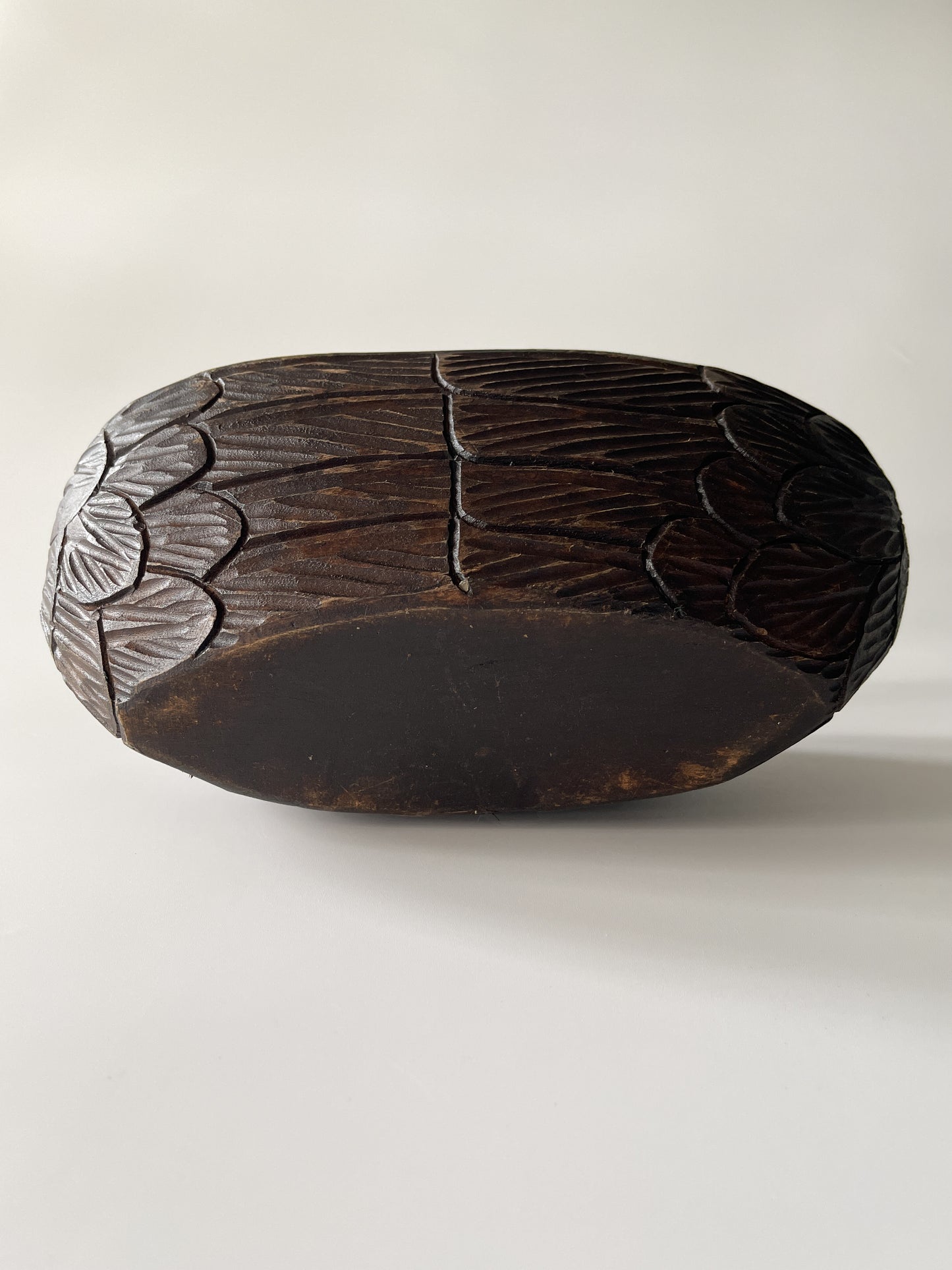 Vintage Folk Art Carved Wood Swan Basket