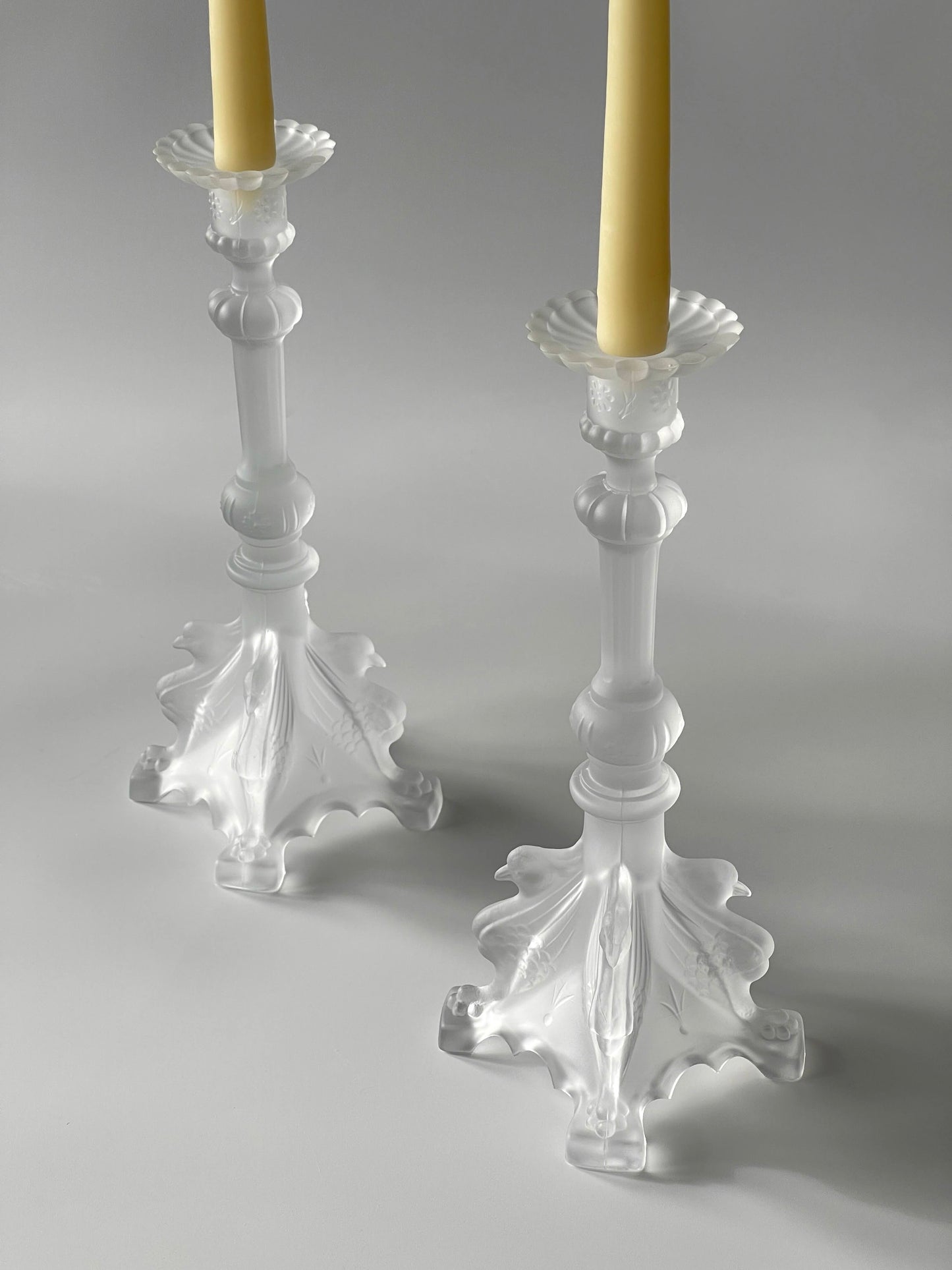 Val Saint Lambert Manchester Crystal Candlesticks