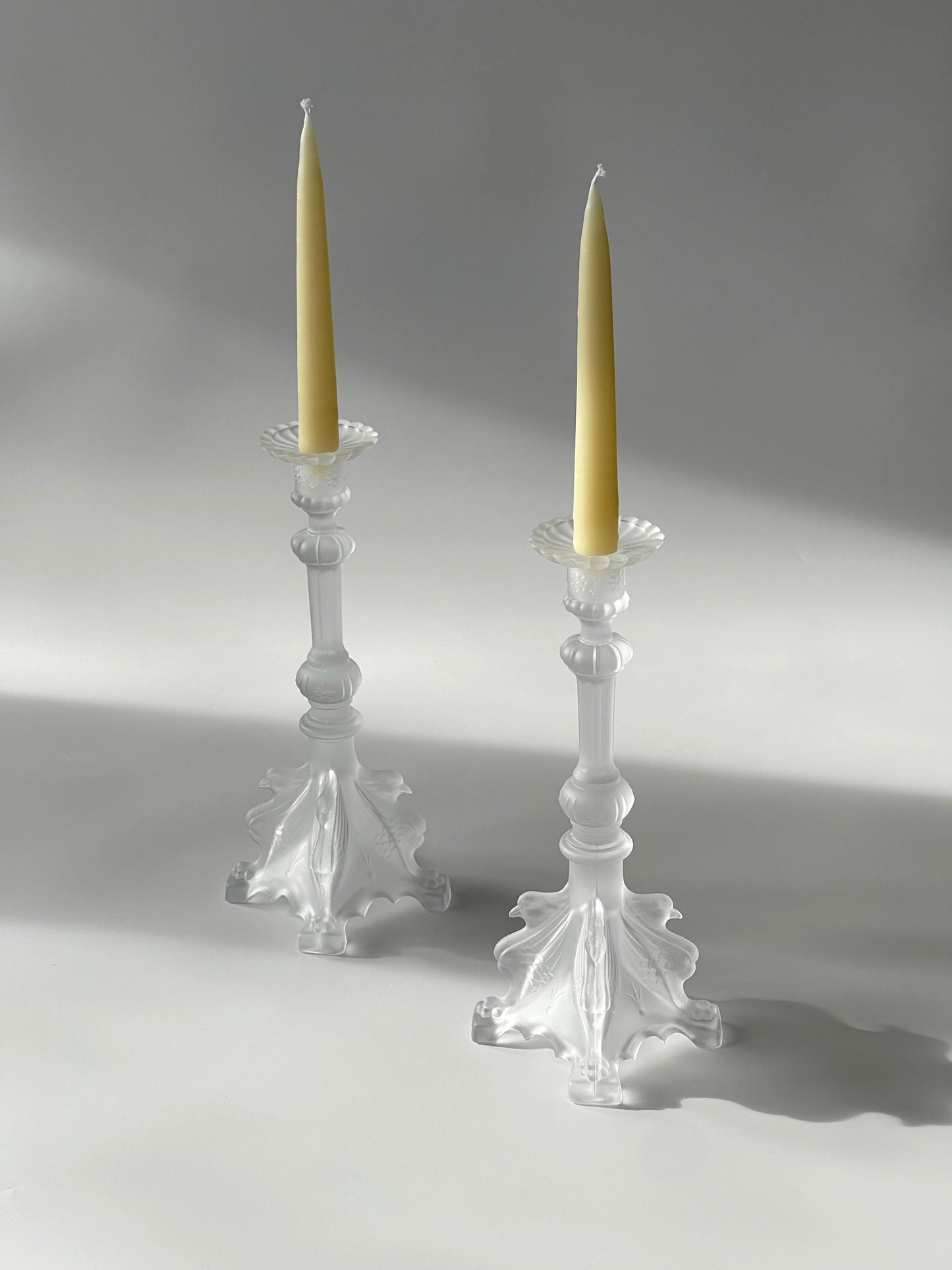 Val Saint Lambert Manchester Crystal Candlesticks