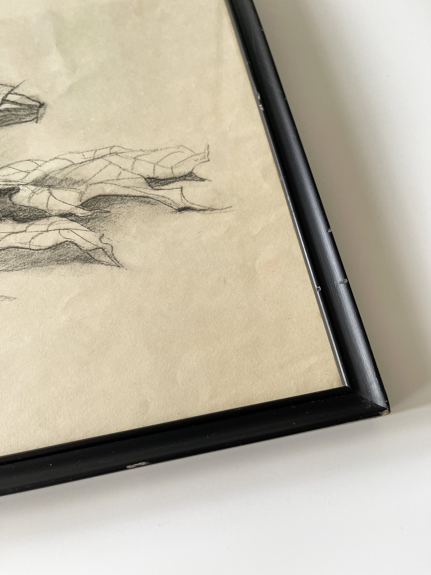 Vintage Framed Fall Harvest Still Life Sketch