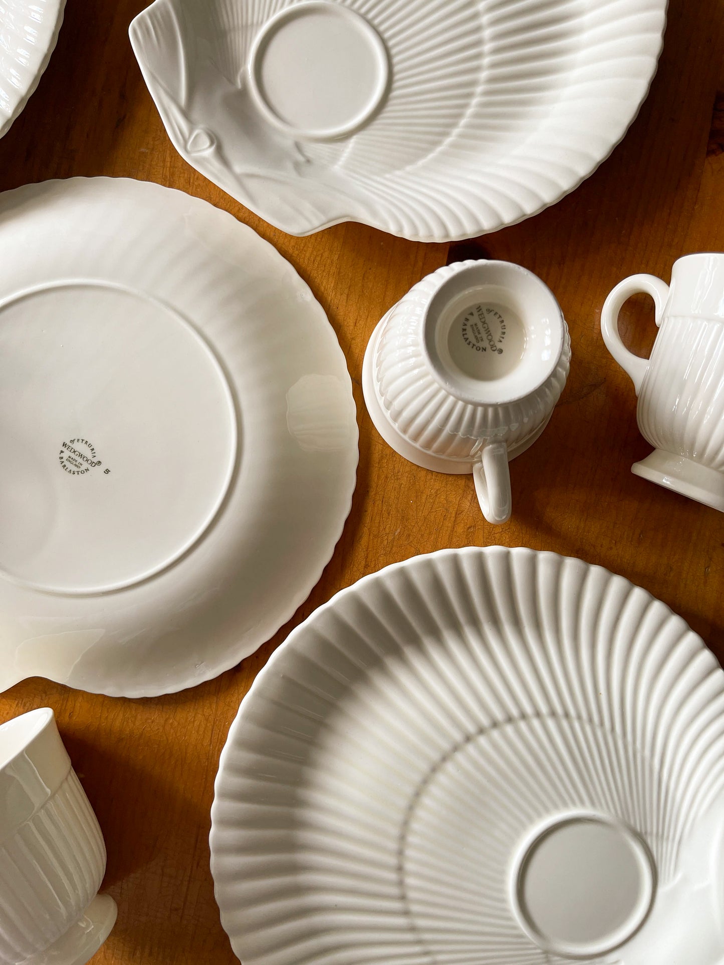 Vintage Wedgwood Creamware Nautilus Snack Set