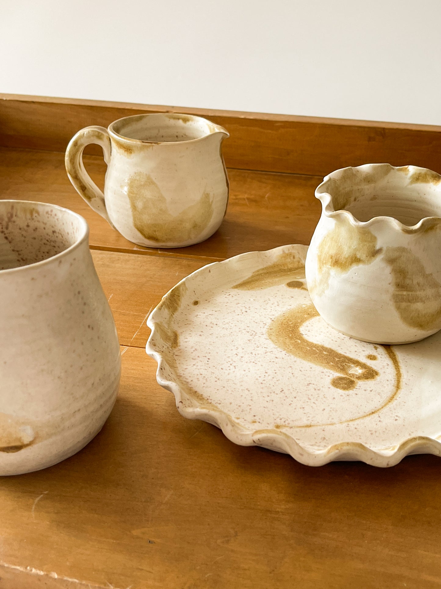 Vintage Dove Pottery Breakfast Set