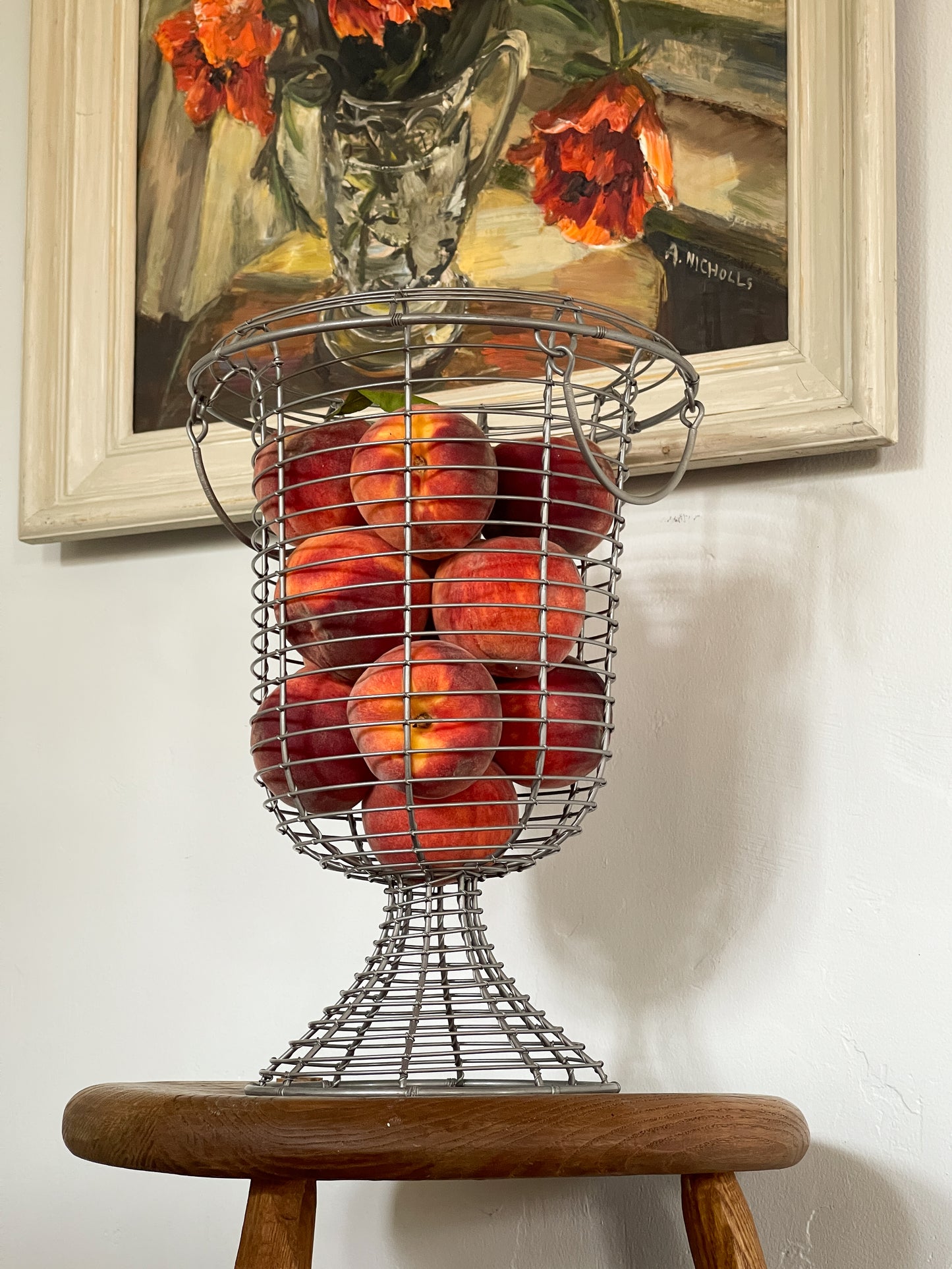 Vintage Large Wire Pedestal Urn