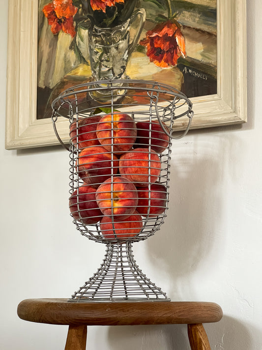 Vintage Large Wire Pedestal Urn