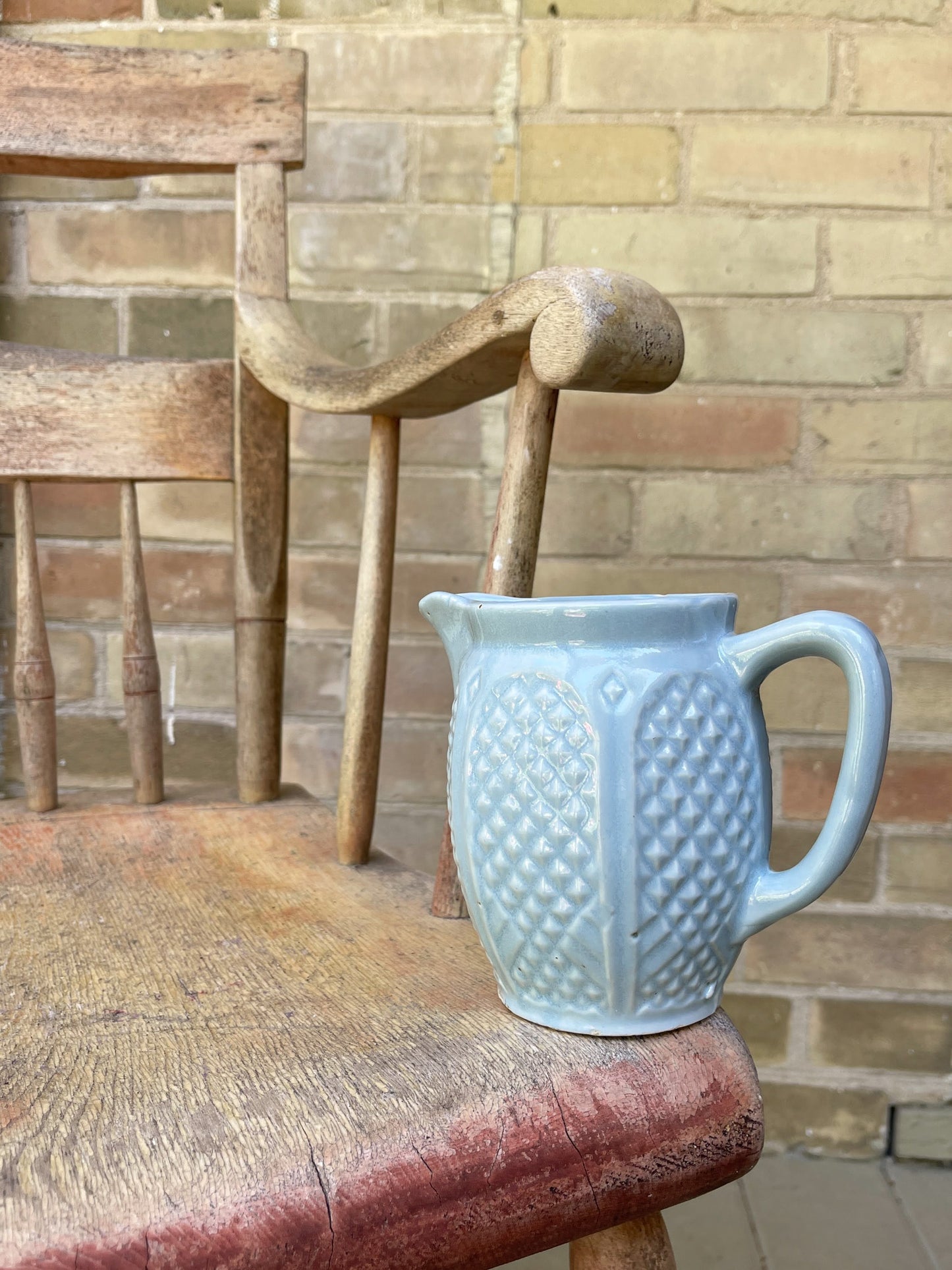 Vintage RRP Co Blue Diamond Stoneware Pitcher
