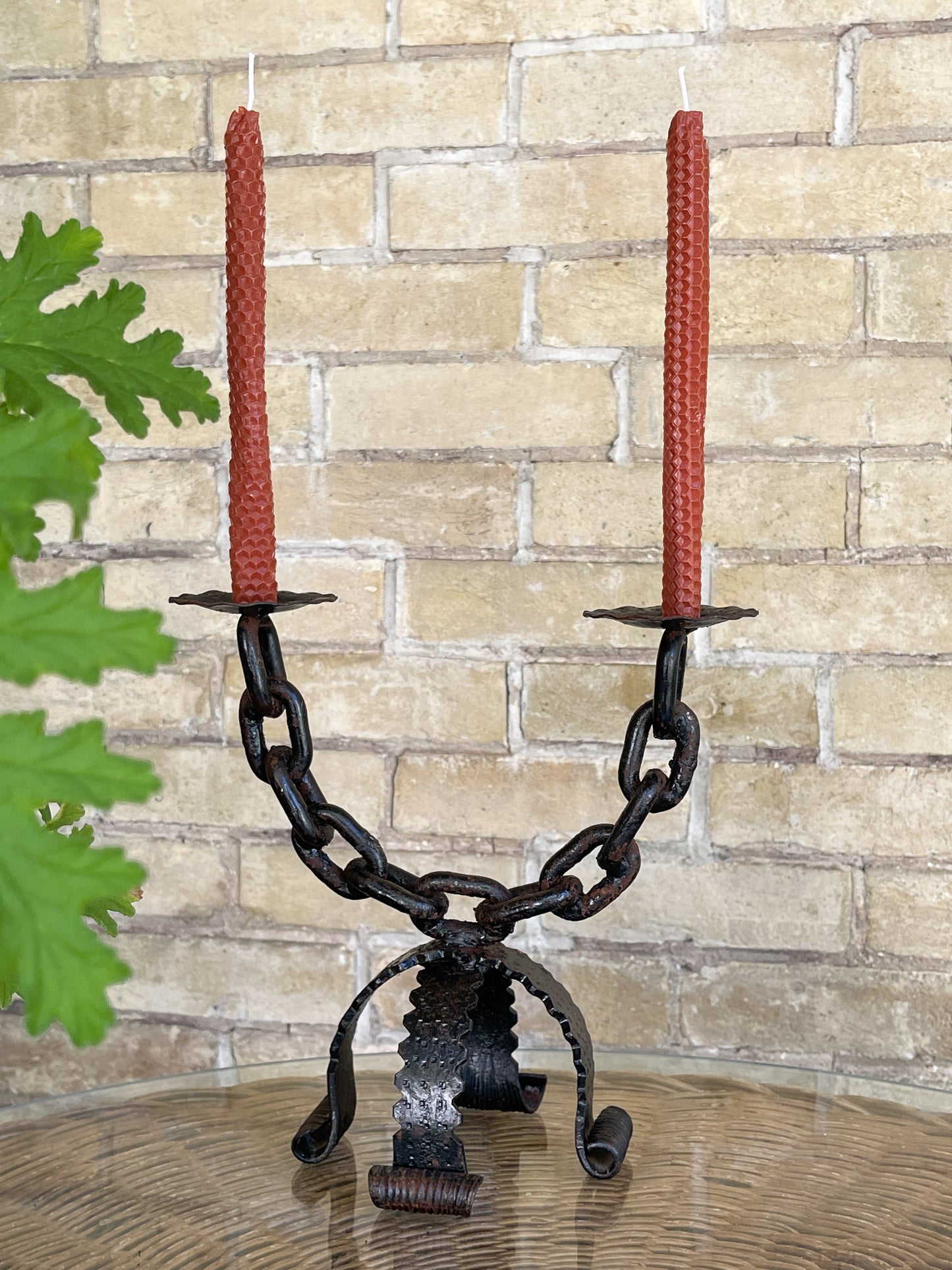 Vintage Wrought Iron Chain Link Candelabra