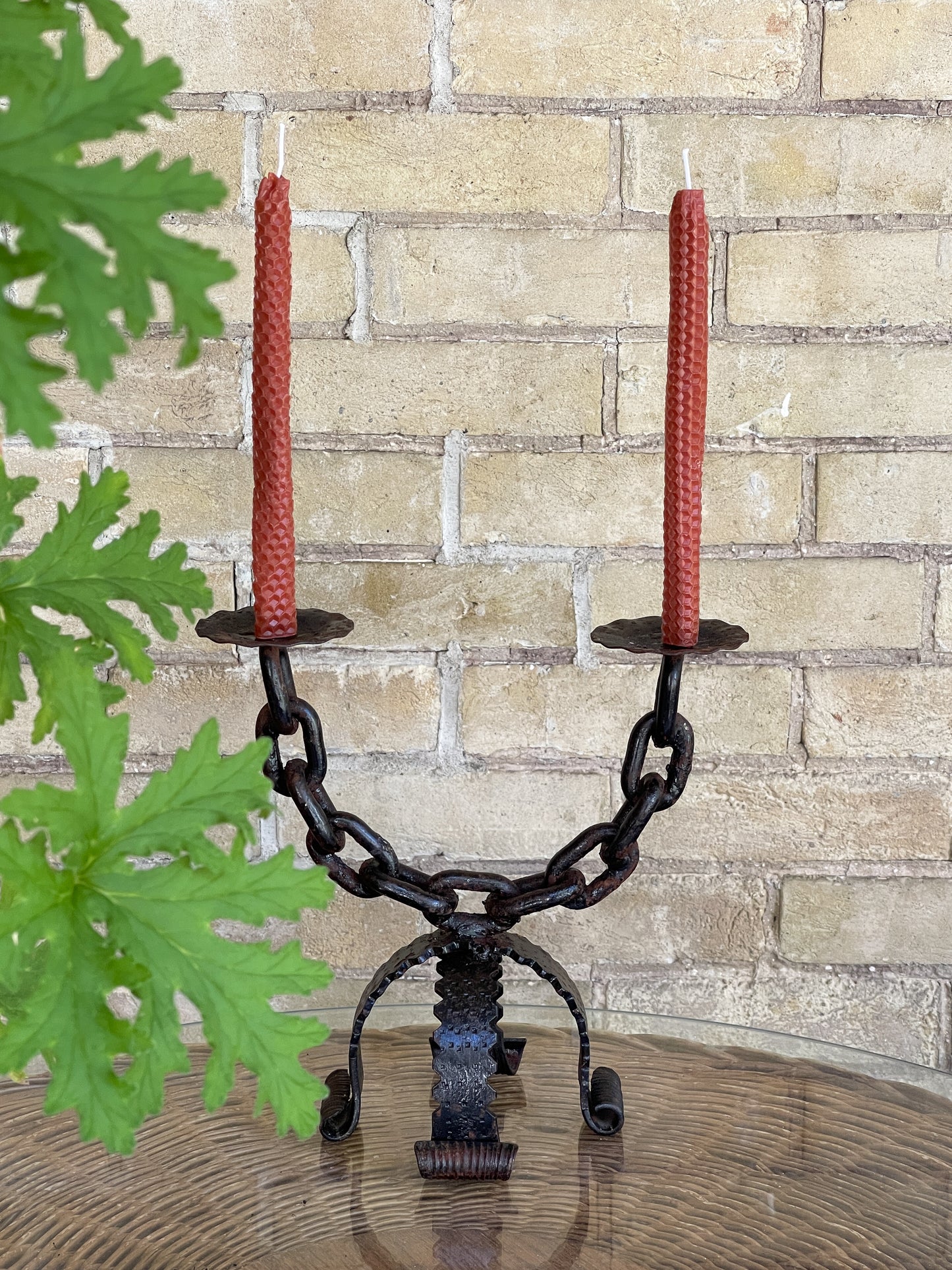 Vintage Wrought Iron Chain Link Candelabra