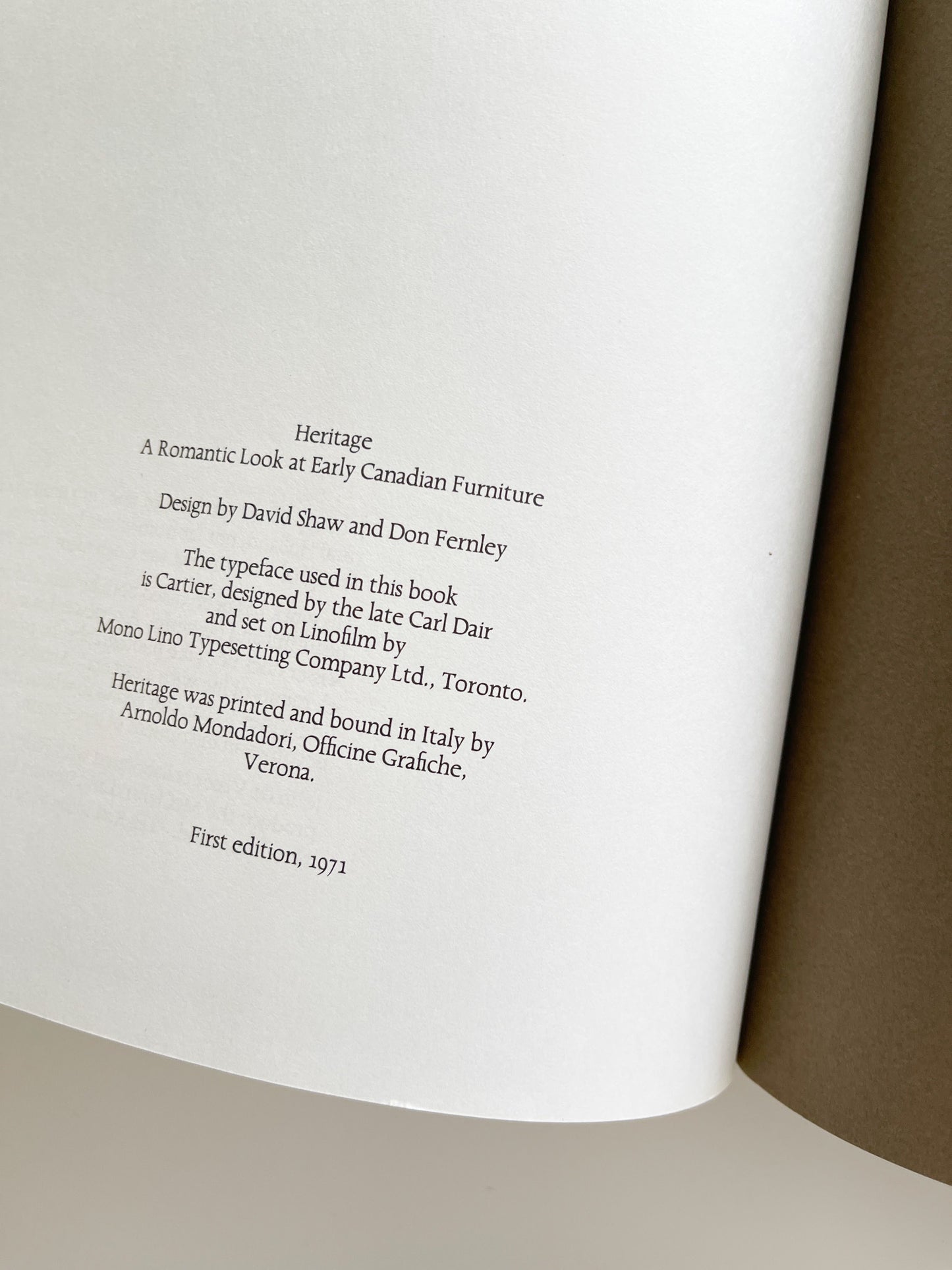Heritage: A Romantic Look at Early Canadian Furniture (1971) by Scott Symons