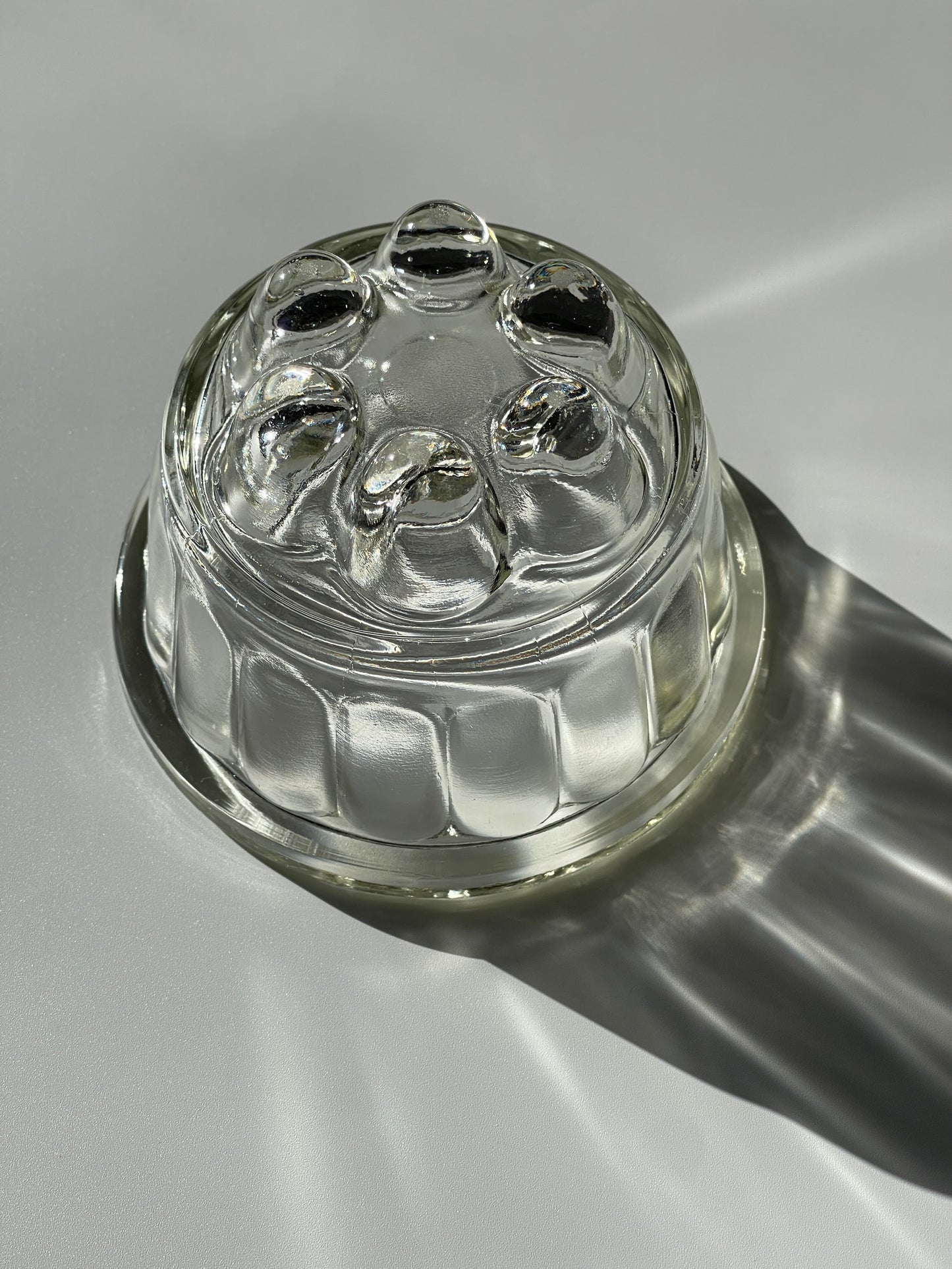 Vintage Small Round Glass Jelly Mould