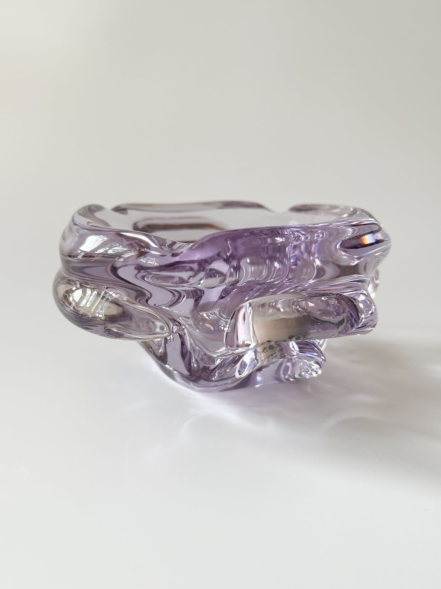 Mid Century Murano Lavender Art Glass Ashtray